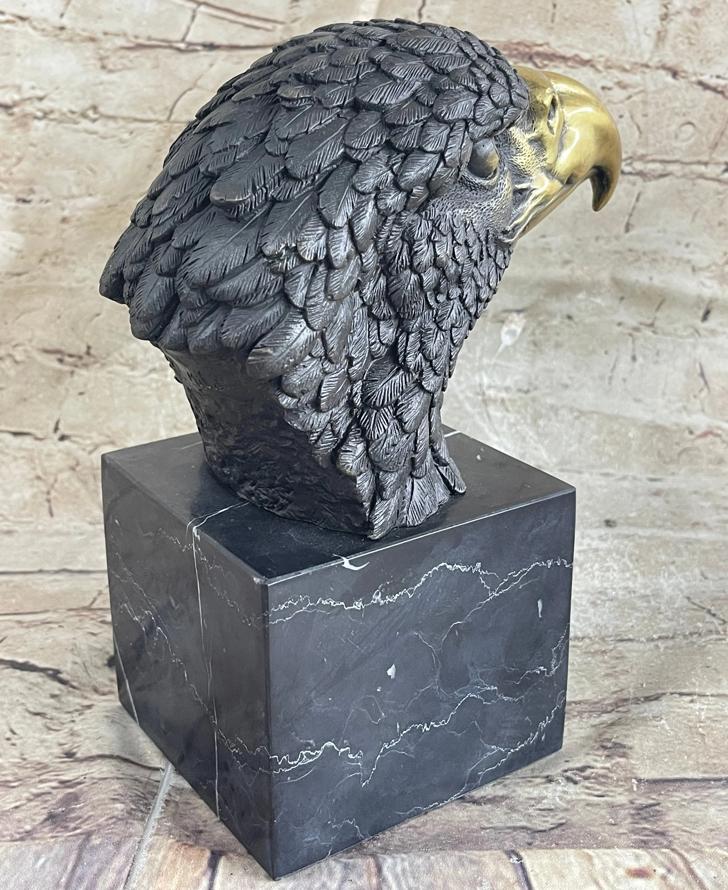American Bald Eagle Head Bronze Metal Bust Sculpture Statue on Marble Base by Milo - Image 6