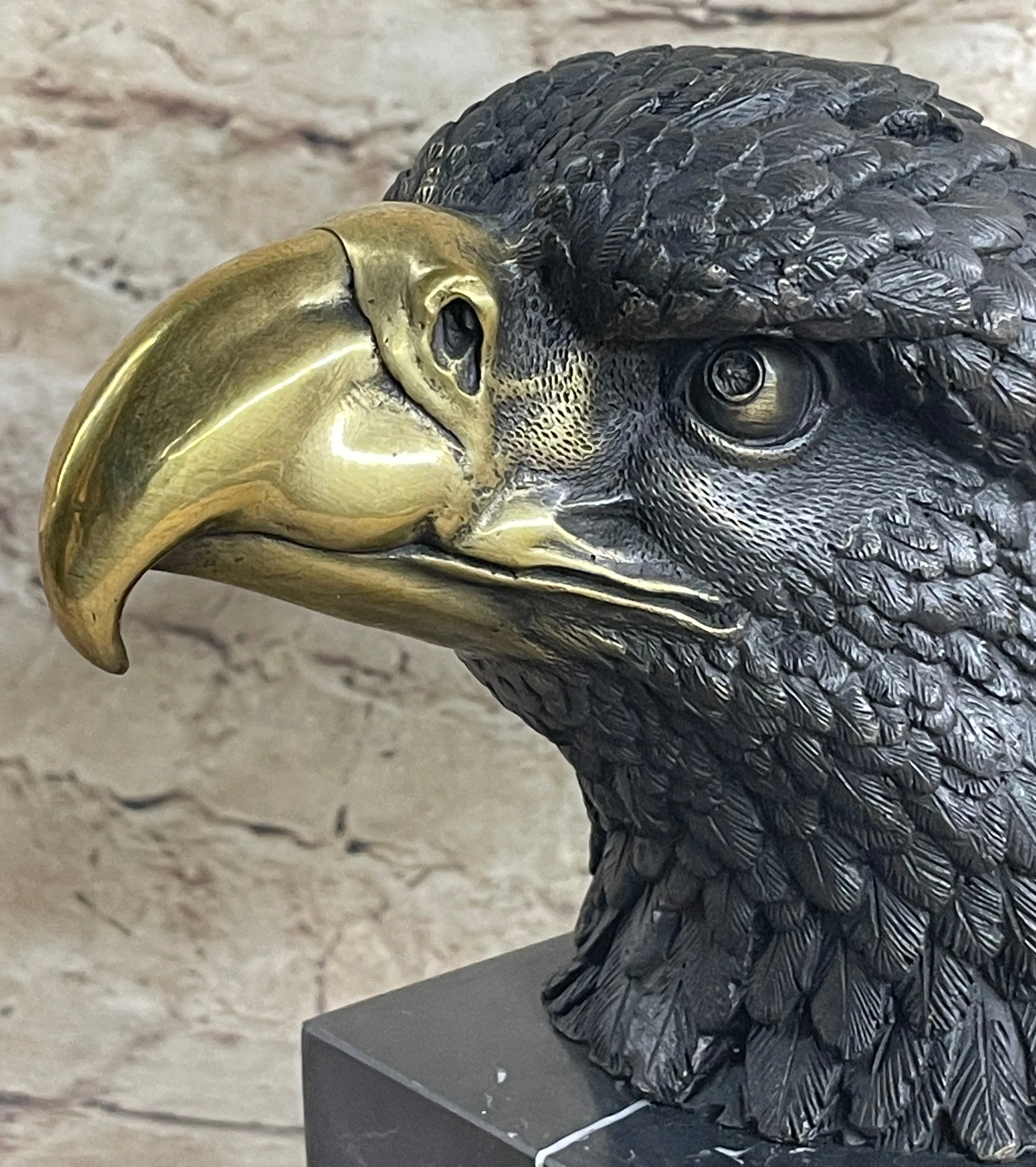 American Bald Eagle Head Bronze Metal Bust Sculpture Statue on Marble Base by Milo - Image 7