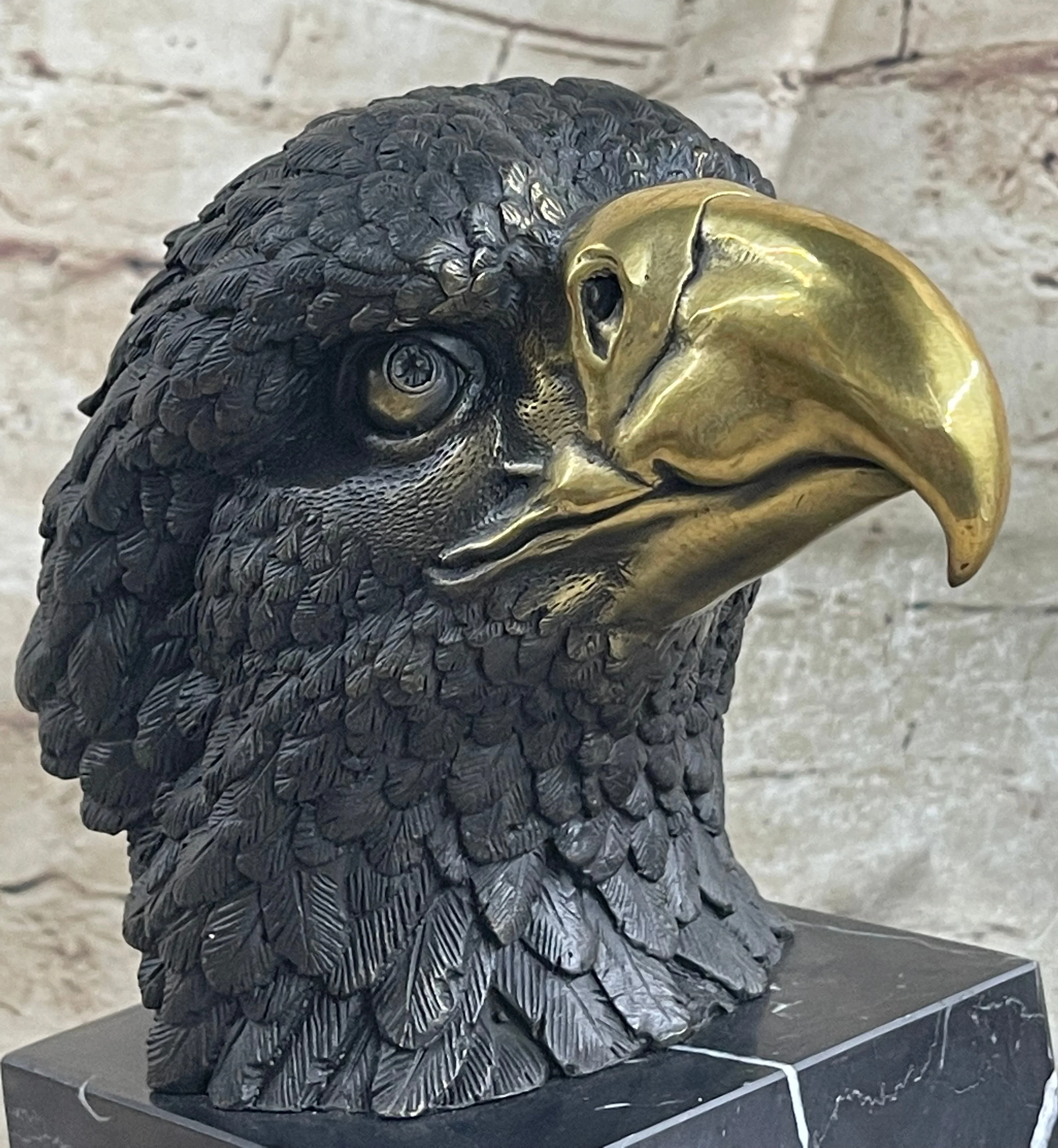 American Bald Eagle Head Bronze Metal Bust Sculpture Statue on Marble Base by Milo - Image 8