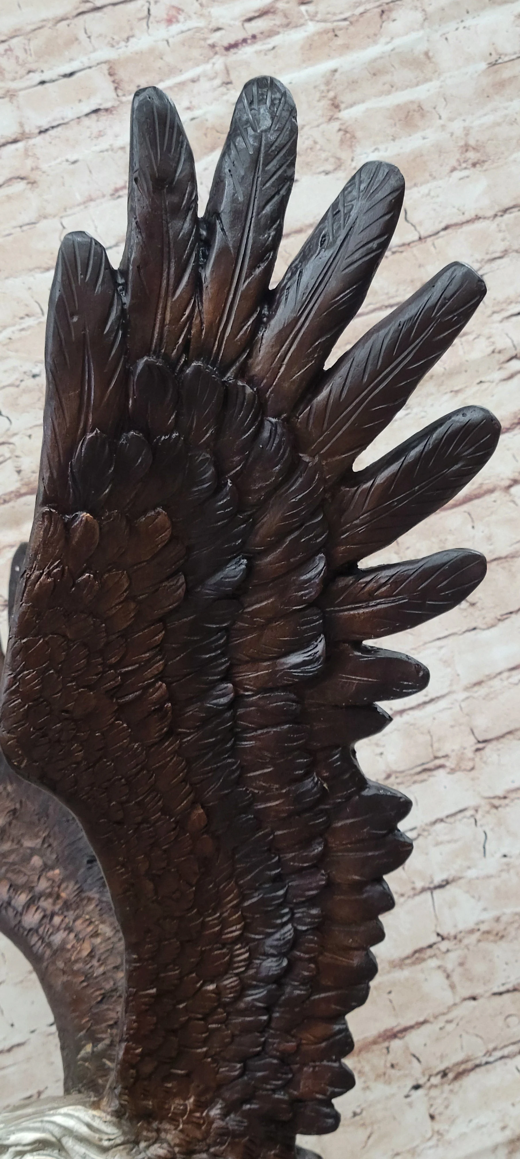 American Bald Eagle Outstretched Wings Bronze Statue Sculpture Figure Marble Base 33" x 19" - Image 8