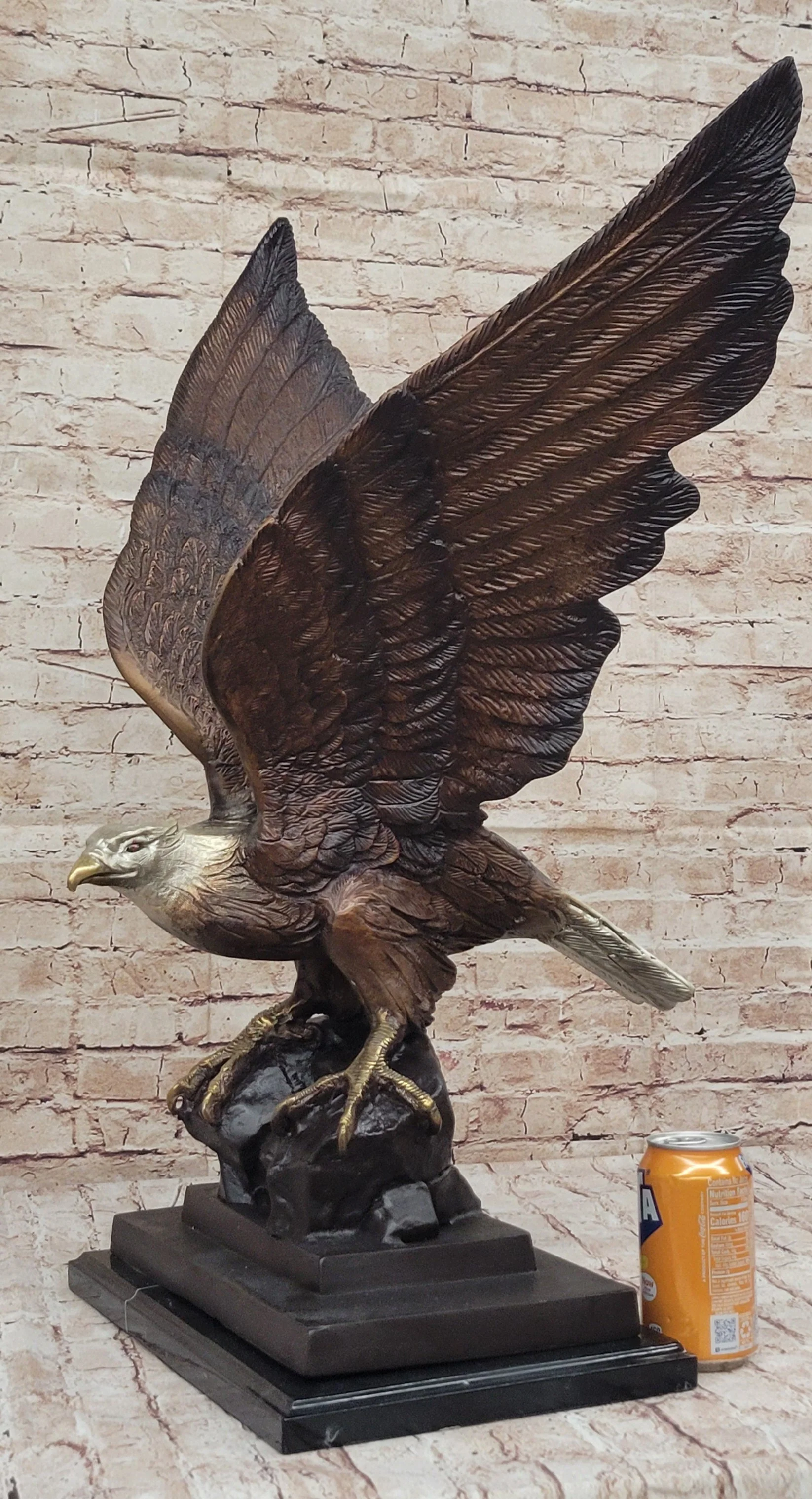 American Bald Eagle Perched on Rock - Bronze Metal Sculpture by J. Moigniez - Image 2