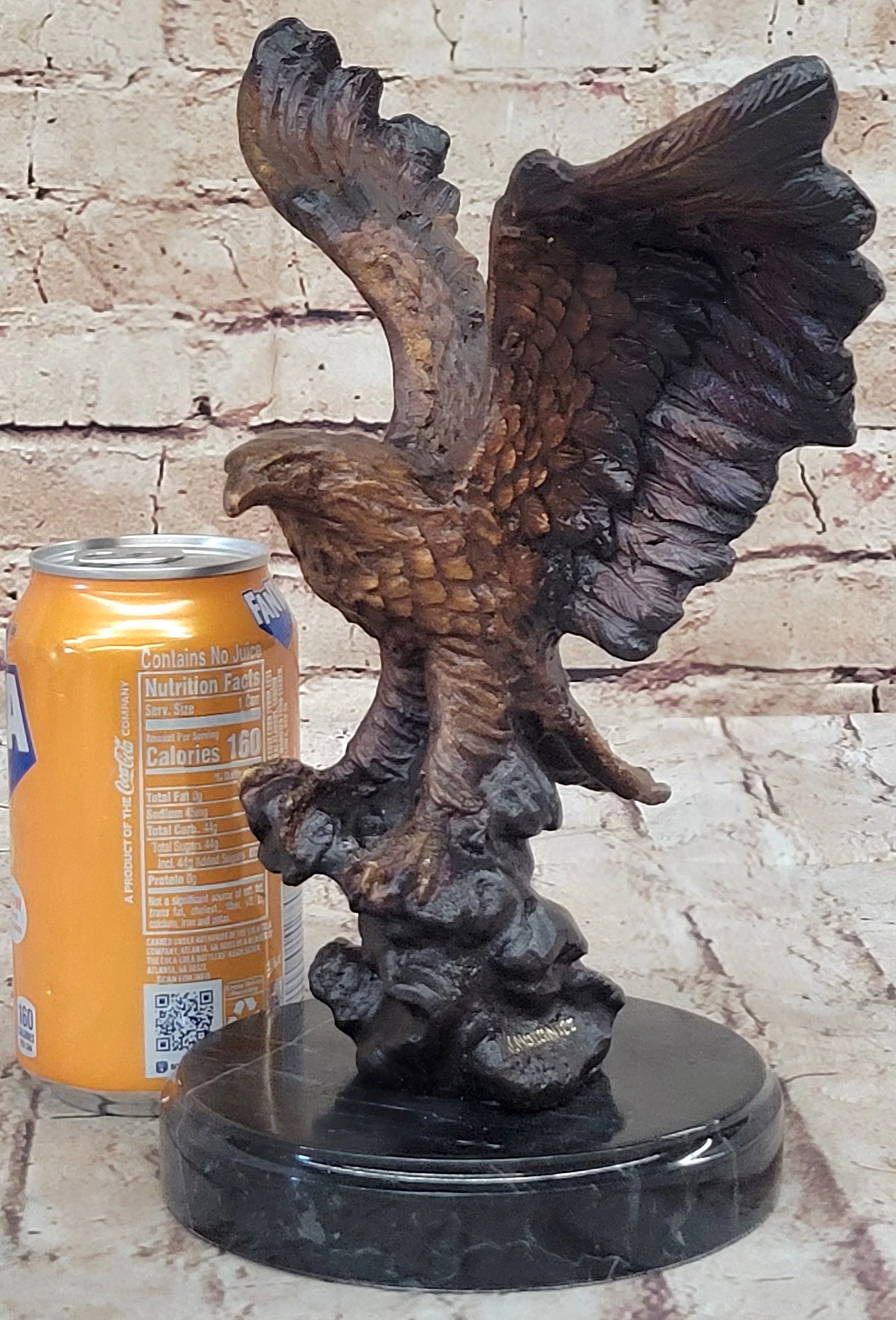American Bald Eagle with Wings Spread Hot Cast Bronze Sculpture on Marble Base - Image 2