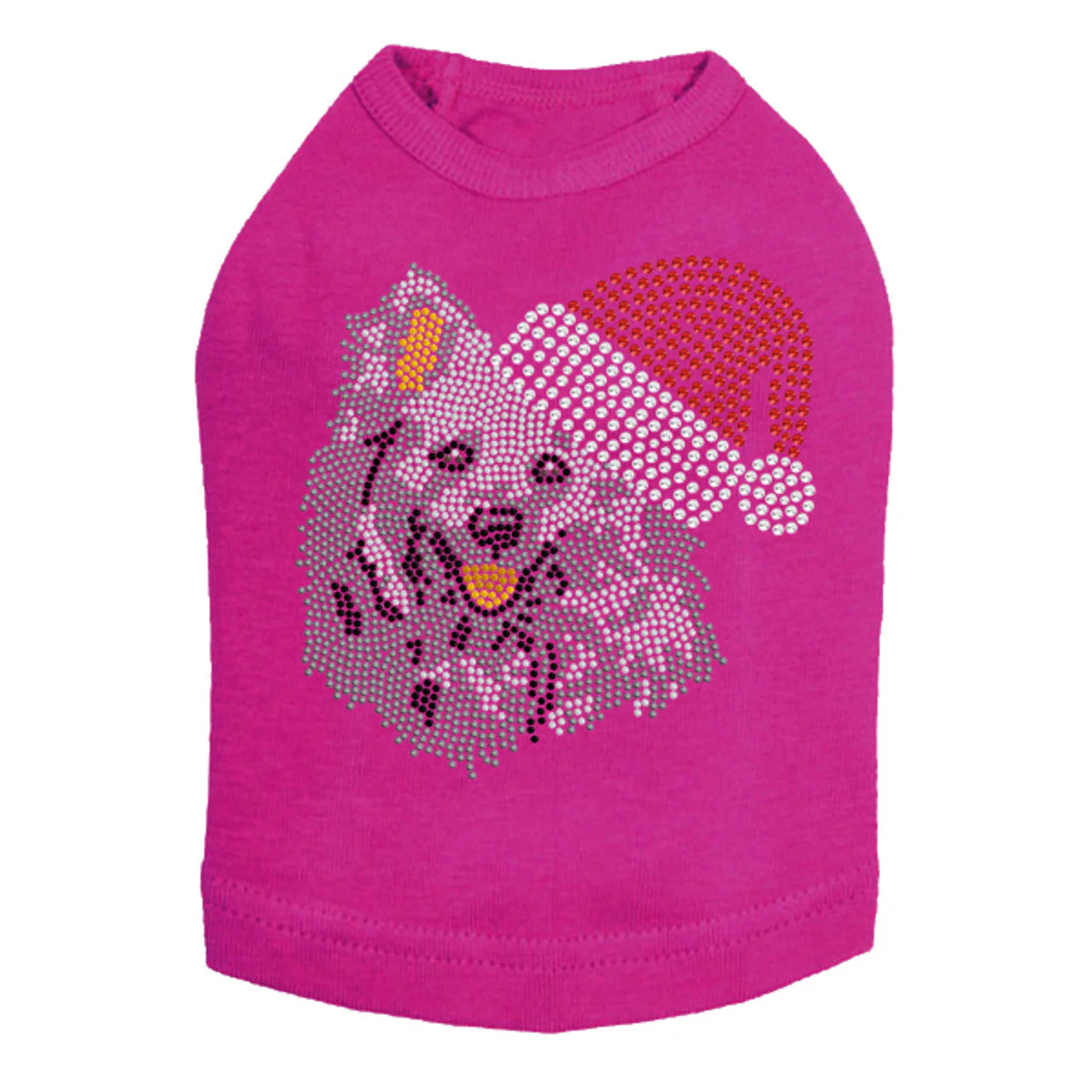 American Eskimo with Santa Hat - Dog Tank - Image 4