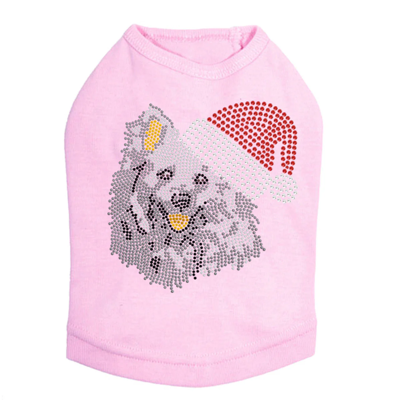 American Eskimo with Santa Hat - Dog Tank - Image 8