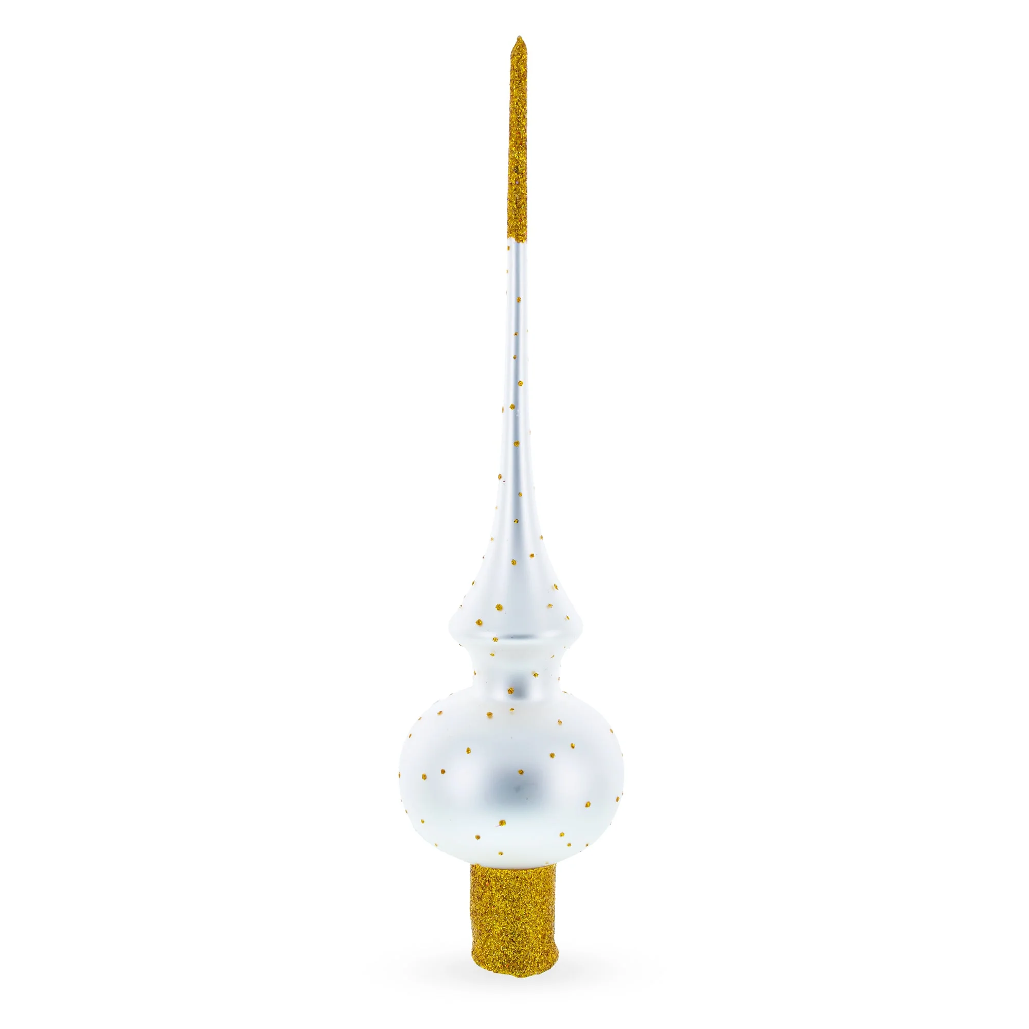 Angel on White Golden Flowers Bouquet Glass Christmas Tree Topper 11 Inches - Image 3