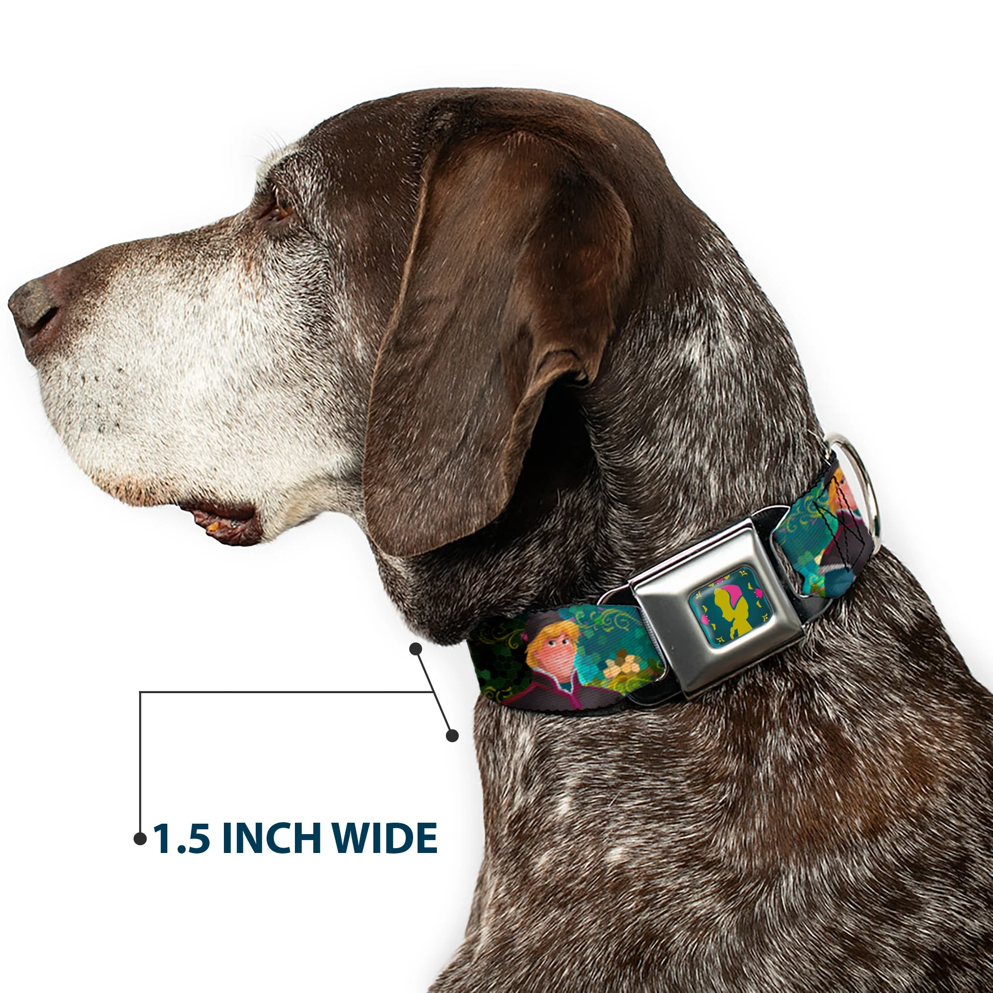 Anna Silhouette Full Color Blues Green Pink Seatbelt Buckle Collar - Anna & Hans/Anna & Kristoff Poses - Image 7