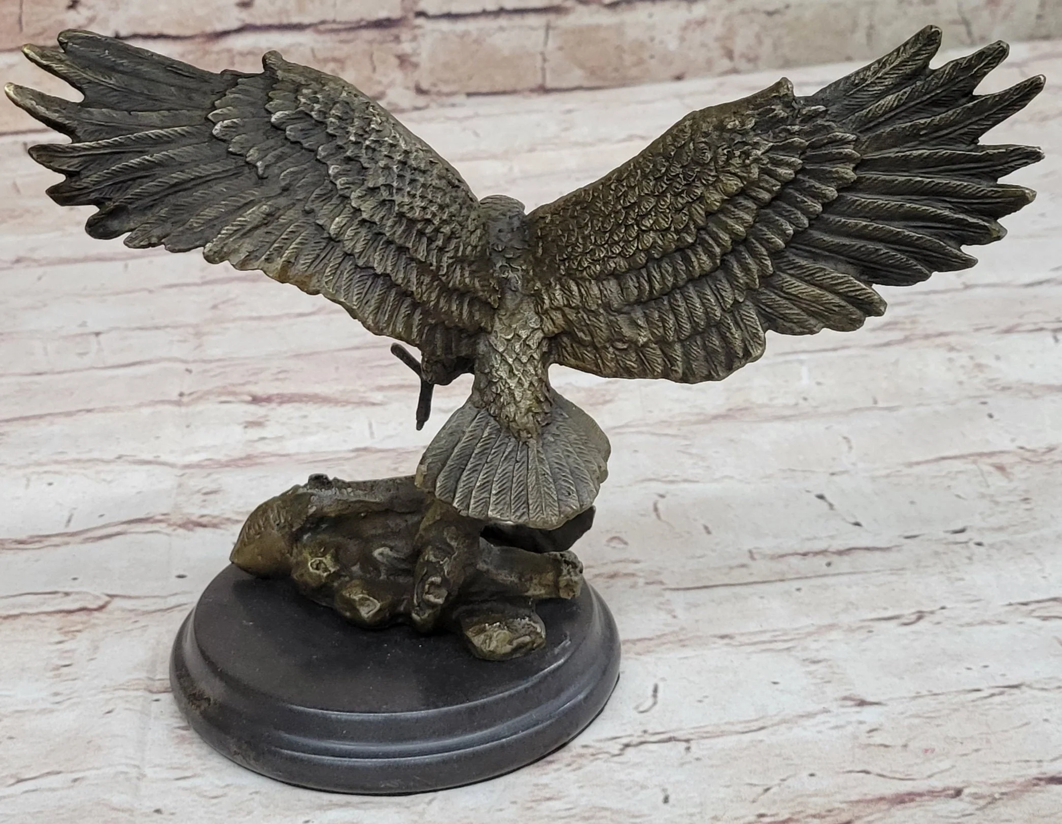 Antoine Barye Flying American Bald Eagle Art Deco Bronze Sculpture Statue Figurine - Image 9