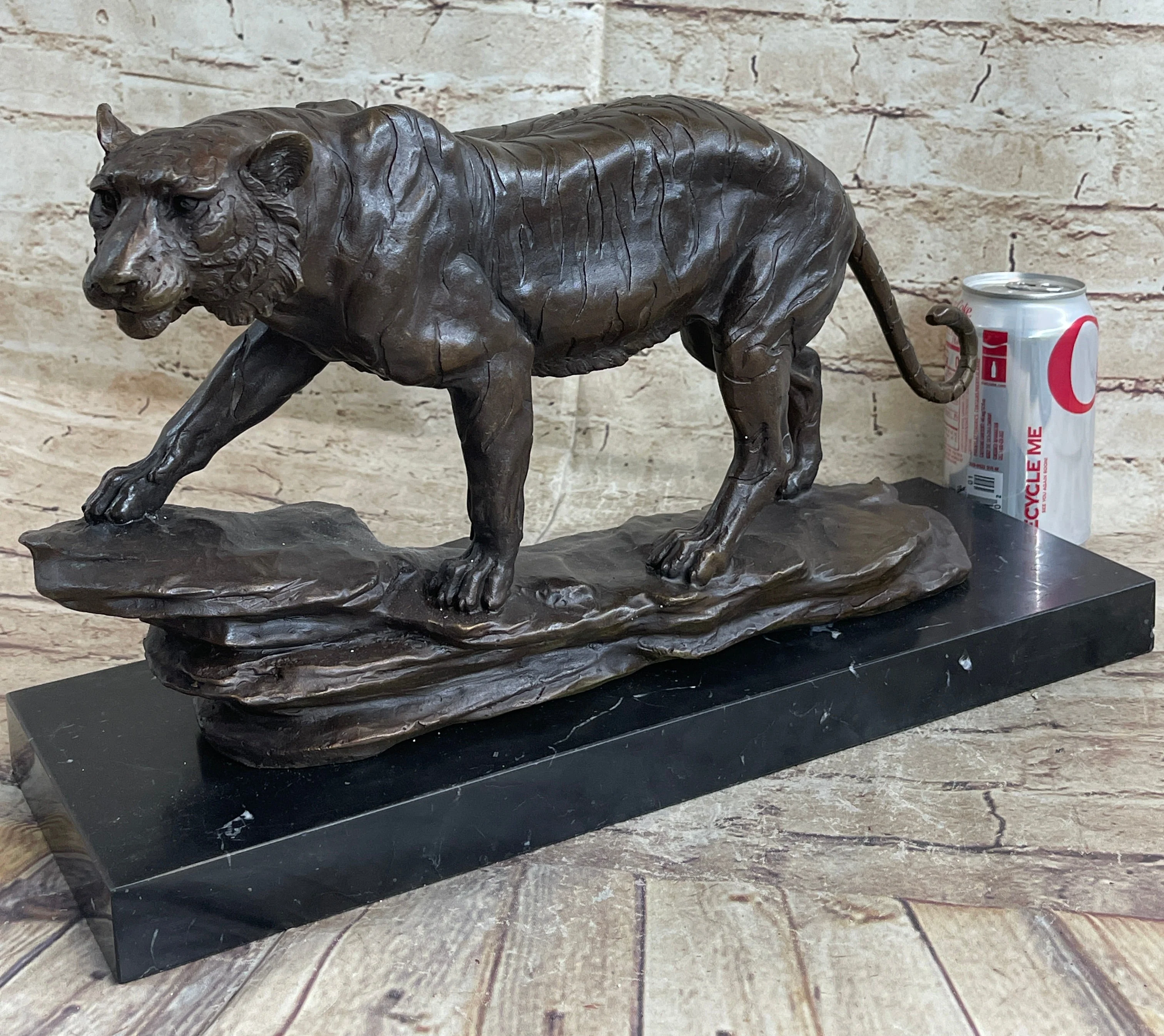 Antoine Louis Barye Antique Reproduction Tiger Bronze Hot Cast Sculpture Figure - Image 2