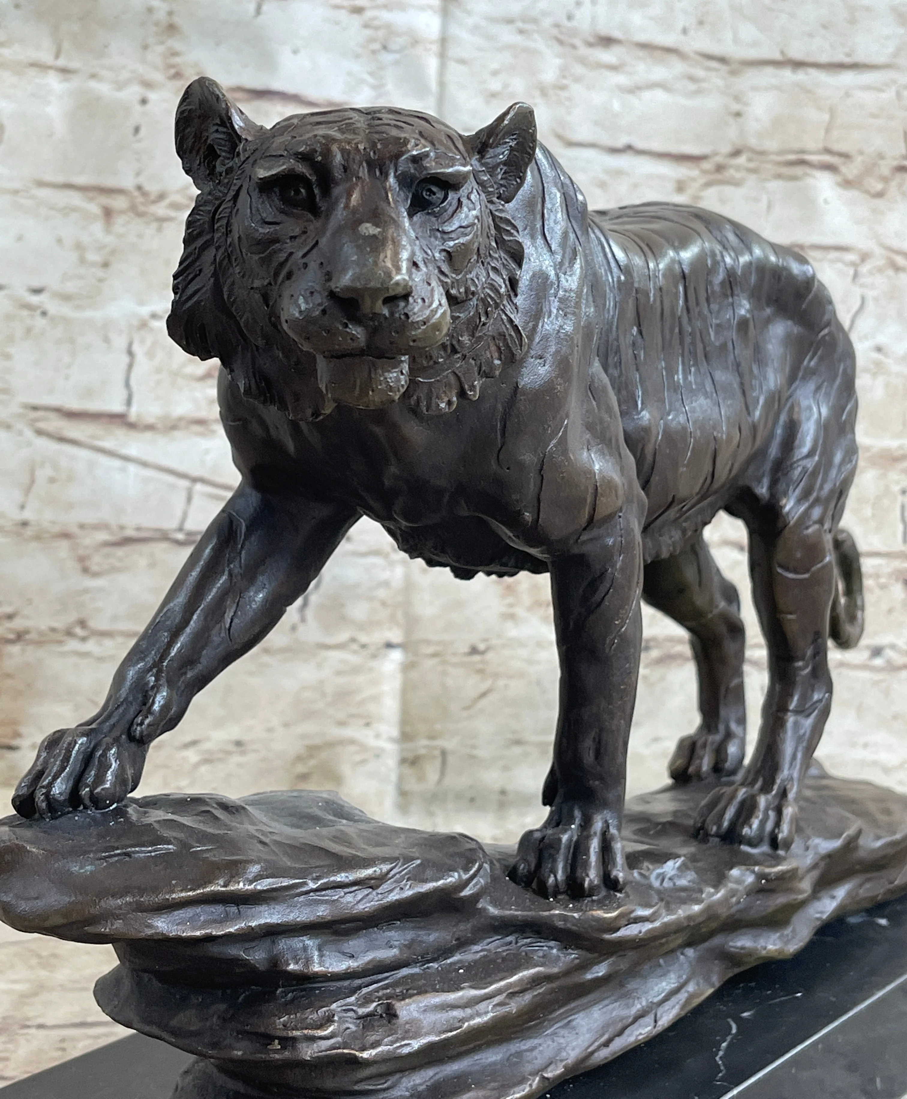 Antoine Louis Barye Antique Reproduction Tiger Bronze Hot Cast Sculpture Figure - Image 6