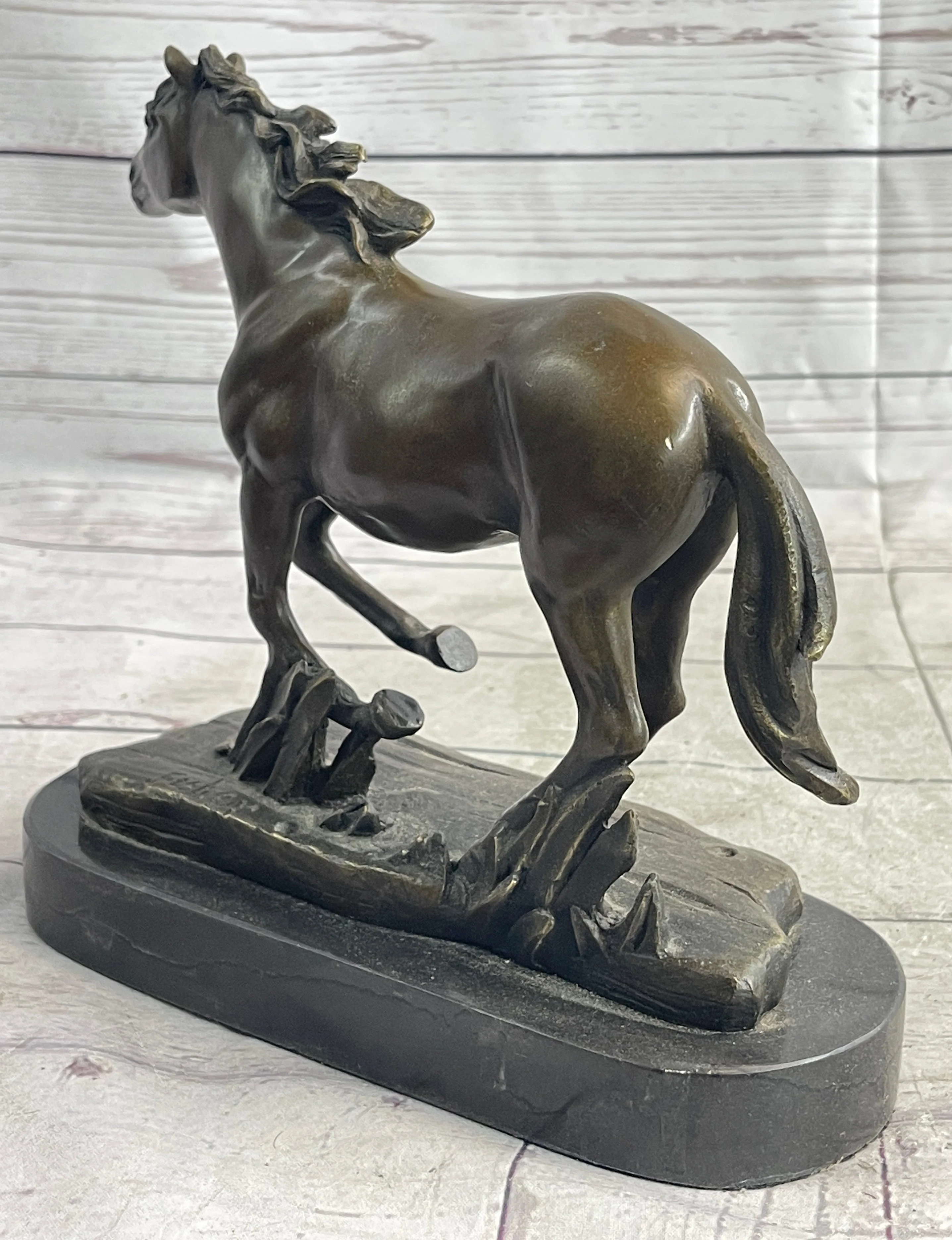 Arabian Horse in Trotting Running in Field Bronze Statue Sculpture Equestrian Decor Original Art - Image 5