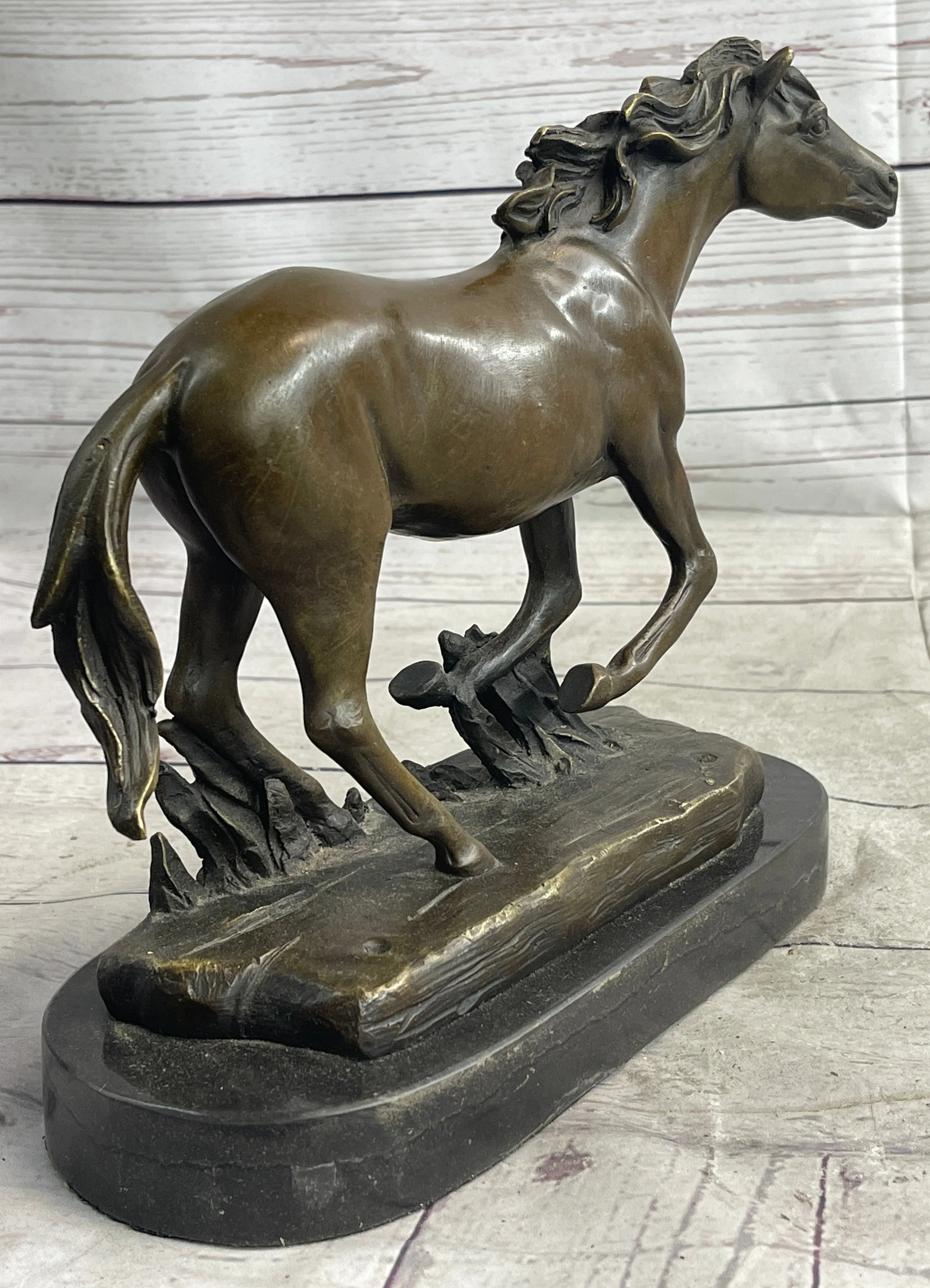Arabian Horse in Trotting Running in Field Bronze Statue Sculpture Equestrian Decor Original Art - Image 6