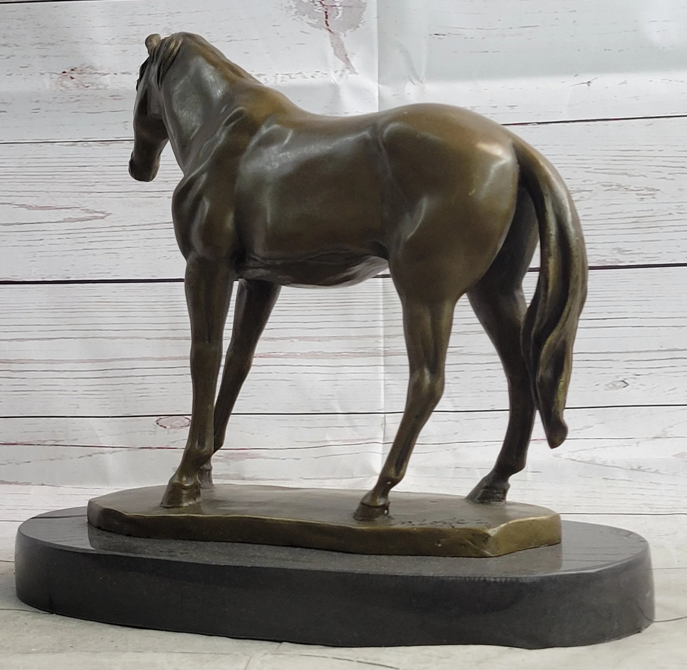 Arabian Horse Mare Bronze Figure Sculpture Statue Equestrian Decor on Marble Base - Image 5