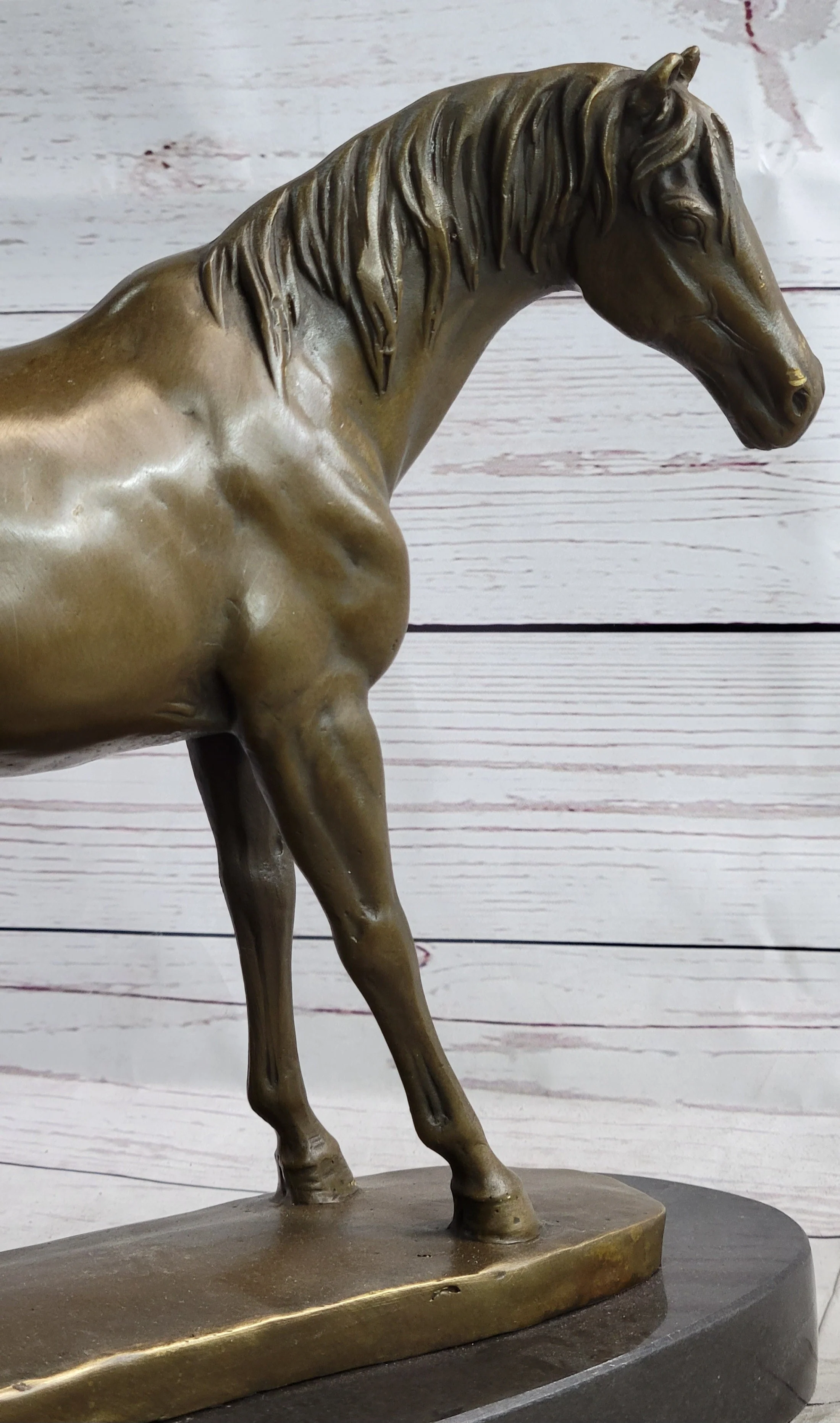 Arabian Horse Mare Bronze Figure Sculpture Statue Equestrian Decor on Marble Base - Image 7