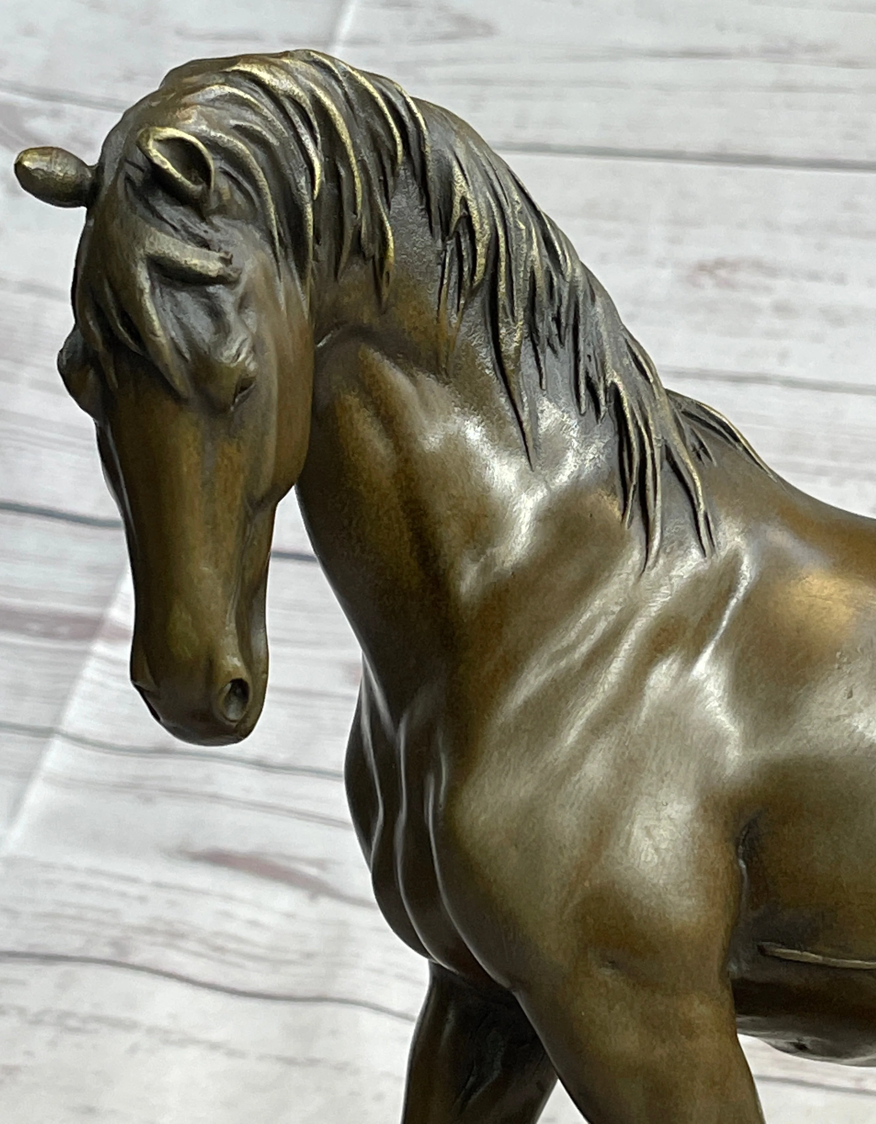 Arabian Horse Mare Bronze Metal Sculpture Statue Figure on Marble Base Signed Original 12" X 12.5" - Image 7