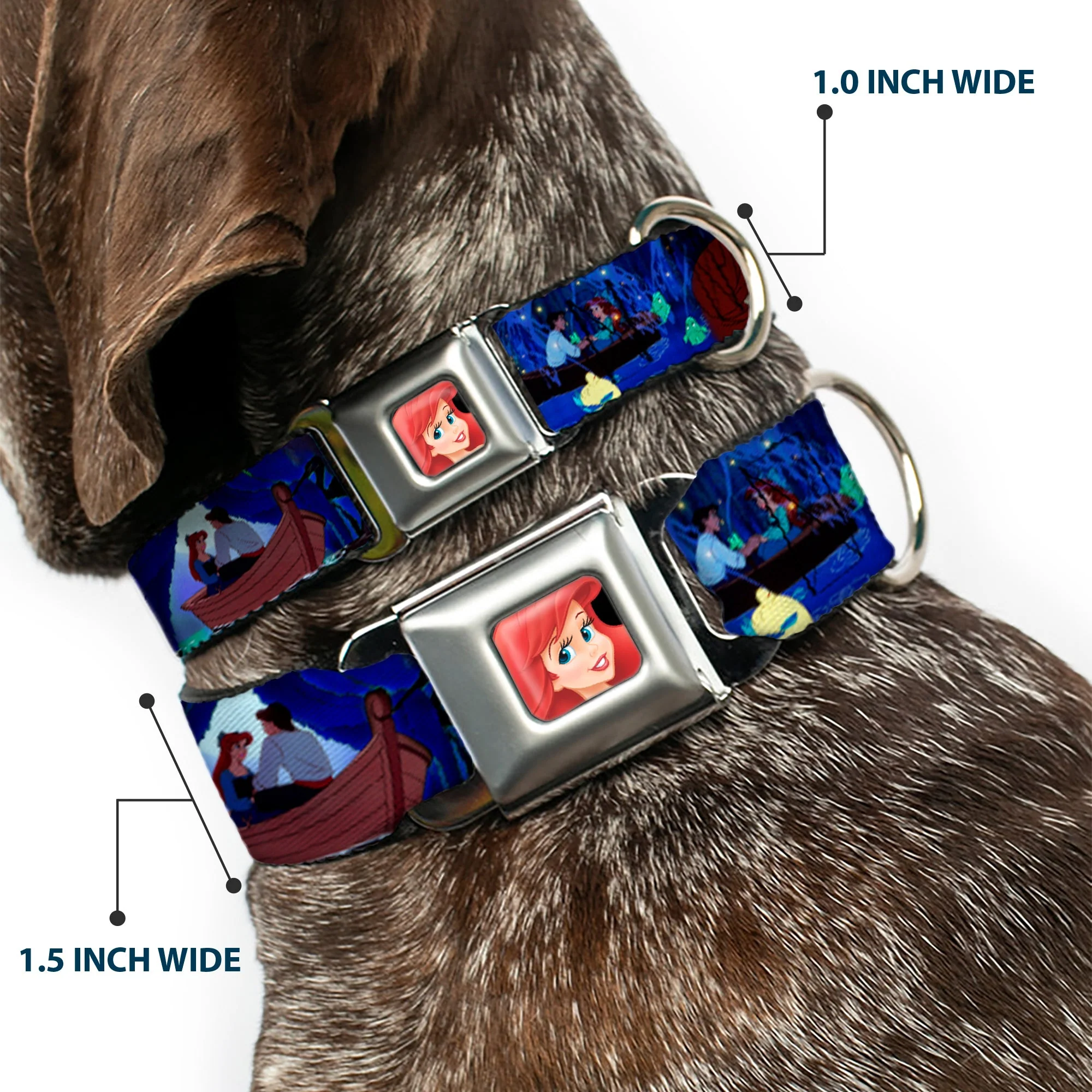 Ariel CLOSE-UP Full Color Seatbelt Buckle Collar - The Little Mermaid Ariel & Eric Boat Scenes - Image 2