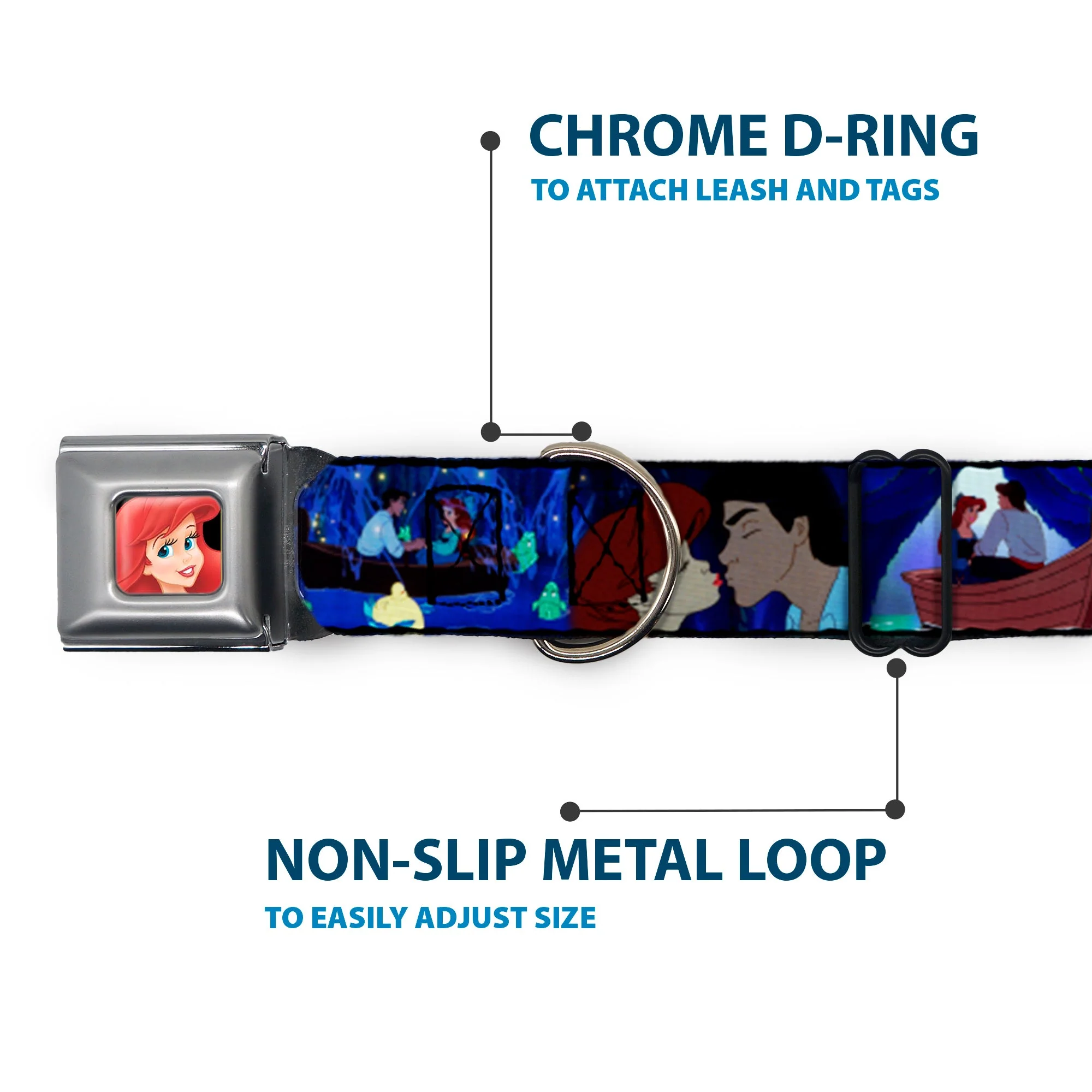 Ariel CLOSE-UP Full Color Seatbelt Buckle Collar - The Little Mermaid Ariel & Eric Boat Scenes - Image 5