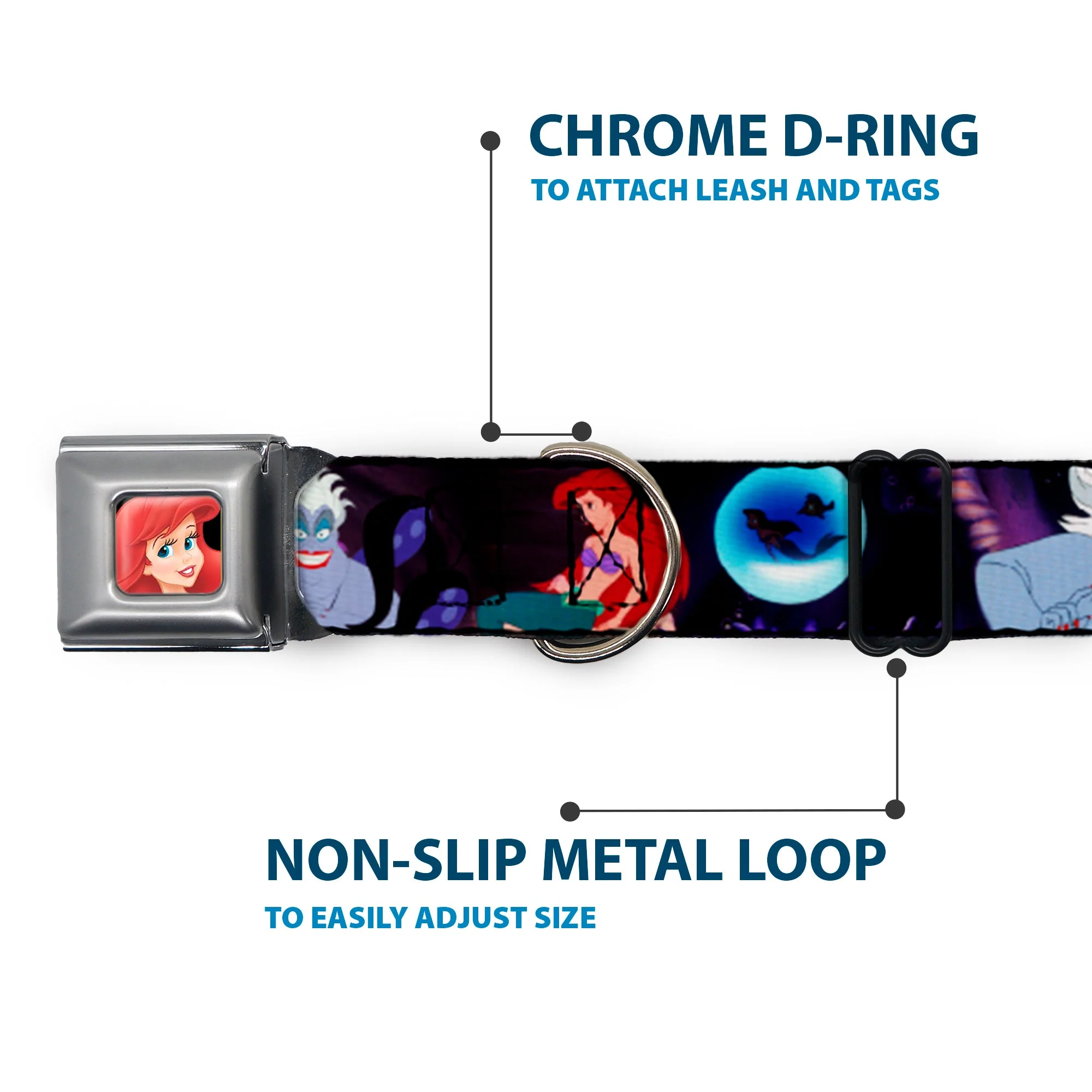 Ariel CLOSE-UP Full Color Seatbelt Buckle Collar - The Little Mermaid Ariel & Ursula Scenes - Image 5