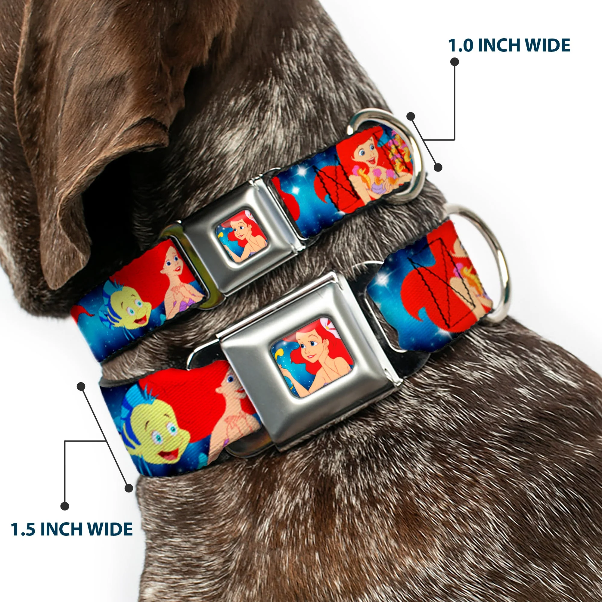 Ariel Daydreaming Full Color Blues Seatbelt Buckle Collar - The Little Mermaid Under the Sea Scenes - Image 2