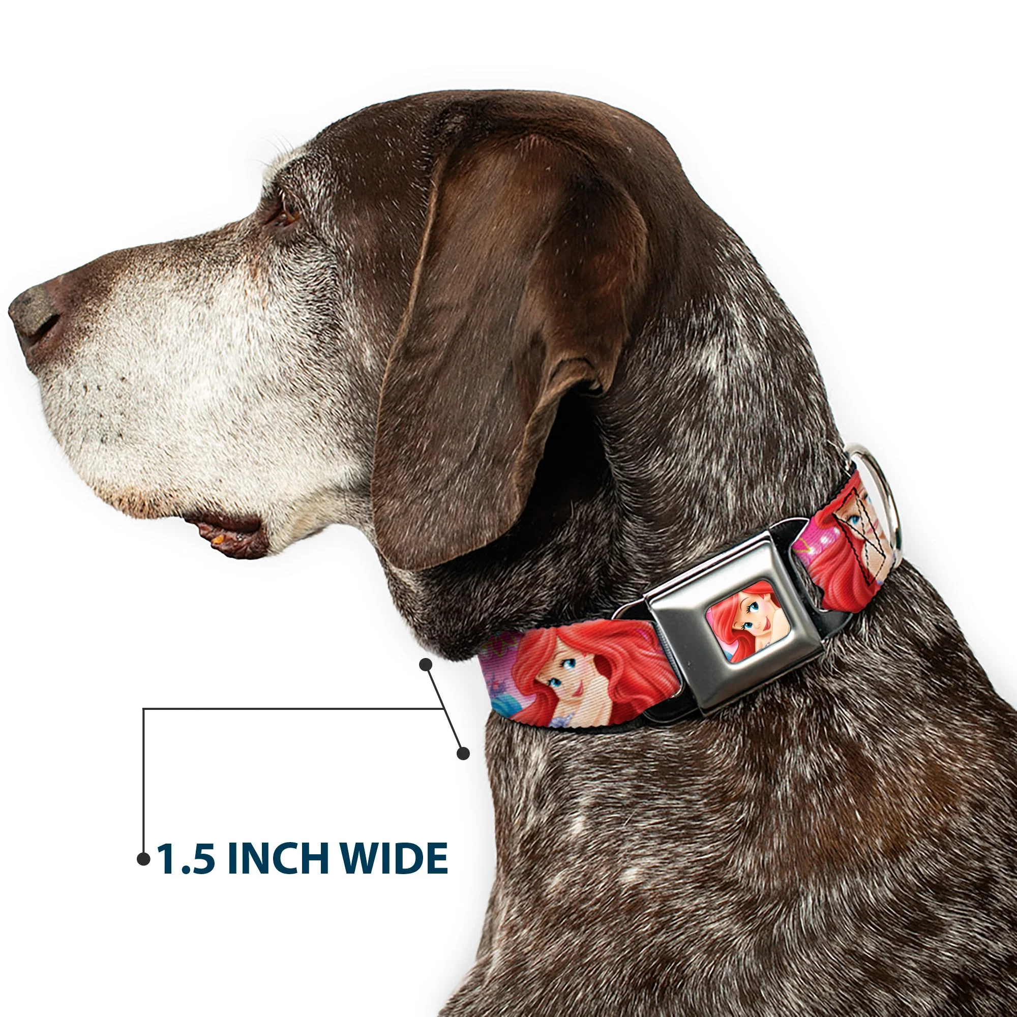 Ariel Face4 Full Color Pink Blue Seatbelt Buckle Collar - Ariel/Flounder/Fish Trio Poses Pinks - Image 7