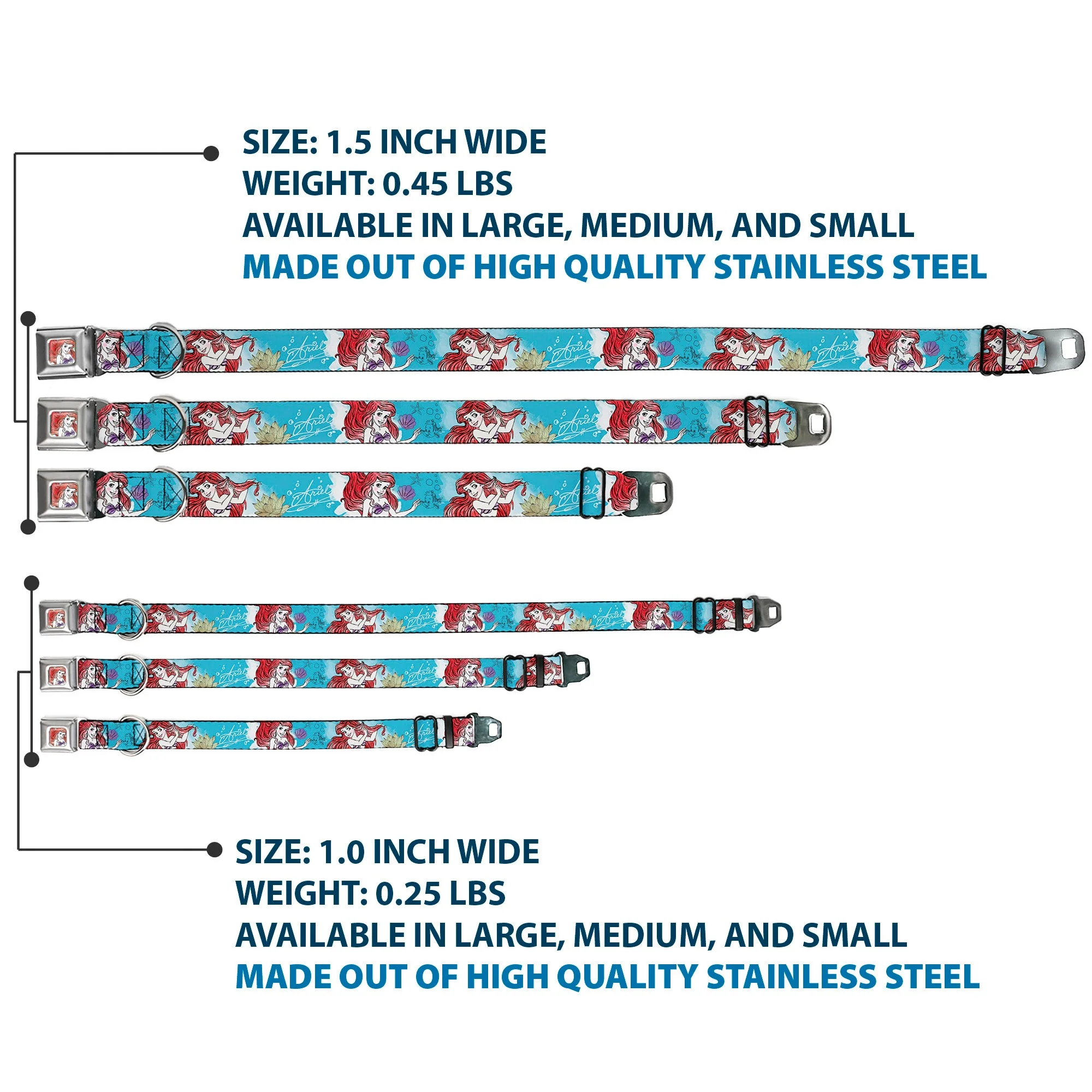 Ariel Face4 Full Color Pink Blue Seatbelt Buckle Collar - ARIEL Sketch Poses Blues/Lavender - Image 3
