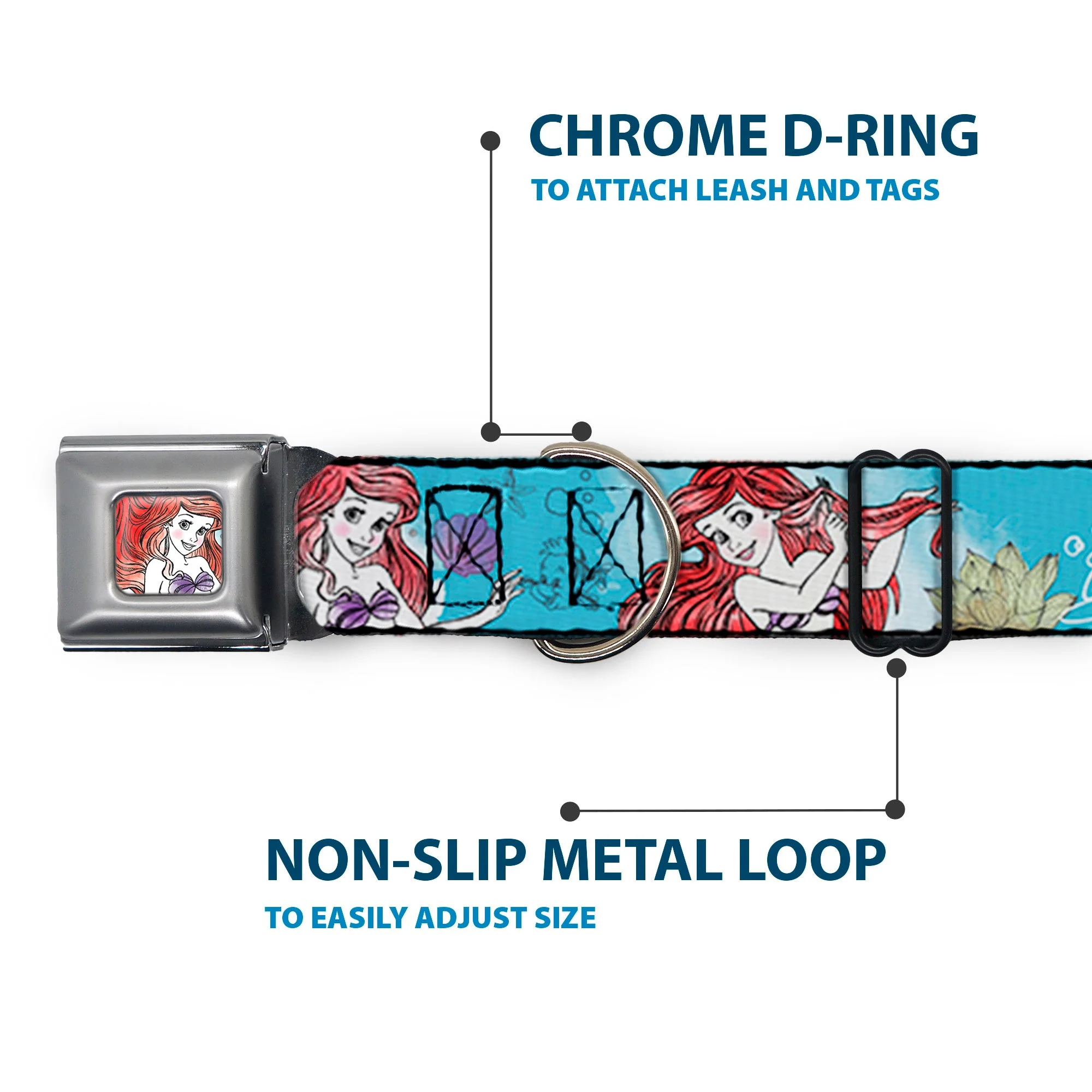 Ariel Face4 Full Color Pink Blue Seatbelt Buckle Collar - ARIEL Sketch Poses Blues/Lavender - Image 5