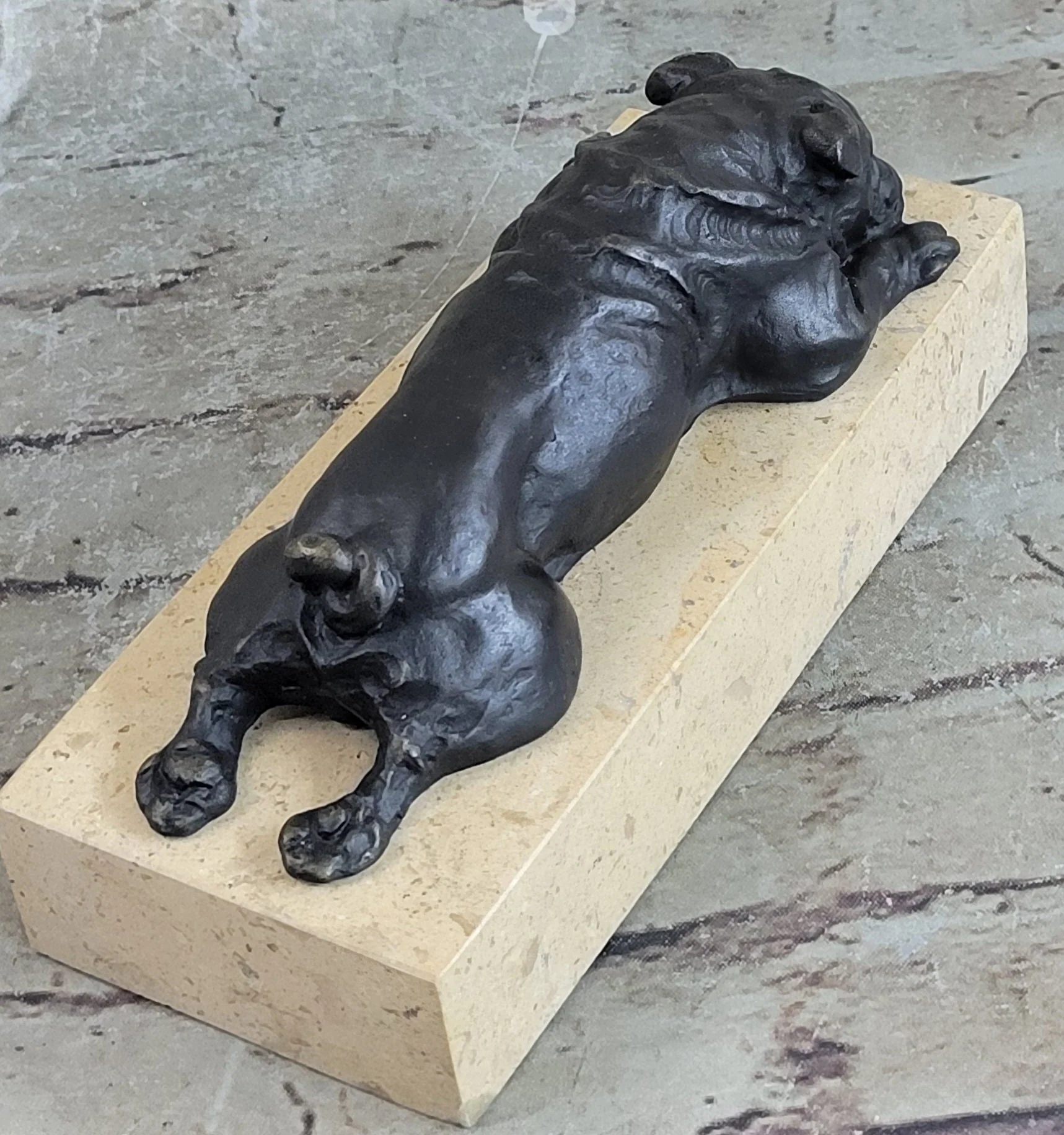 Art Deco English Bulldog Dog 100% Solid Bronze Sculpture Statue Home Decor - Image 3