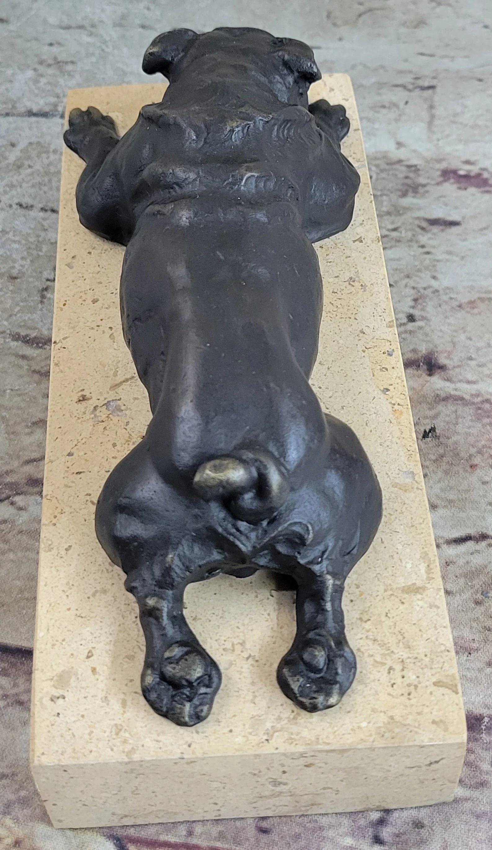 Art Deco English Bulldog Dog 100% Solid Bronze Sculpture Statue Home Decor - Image 5