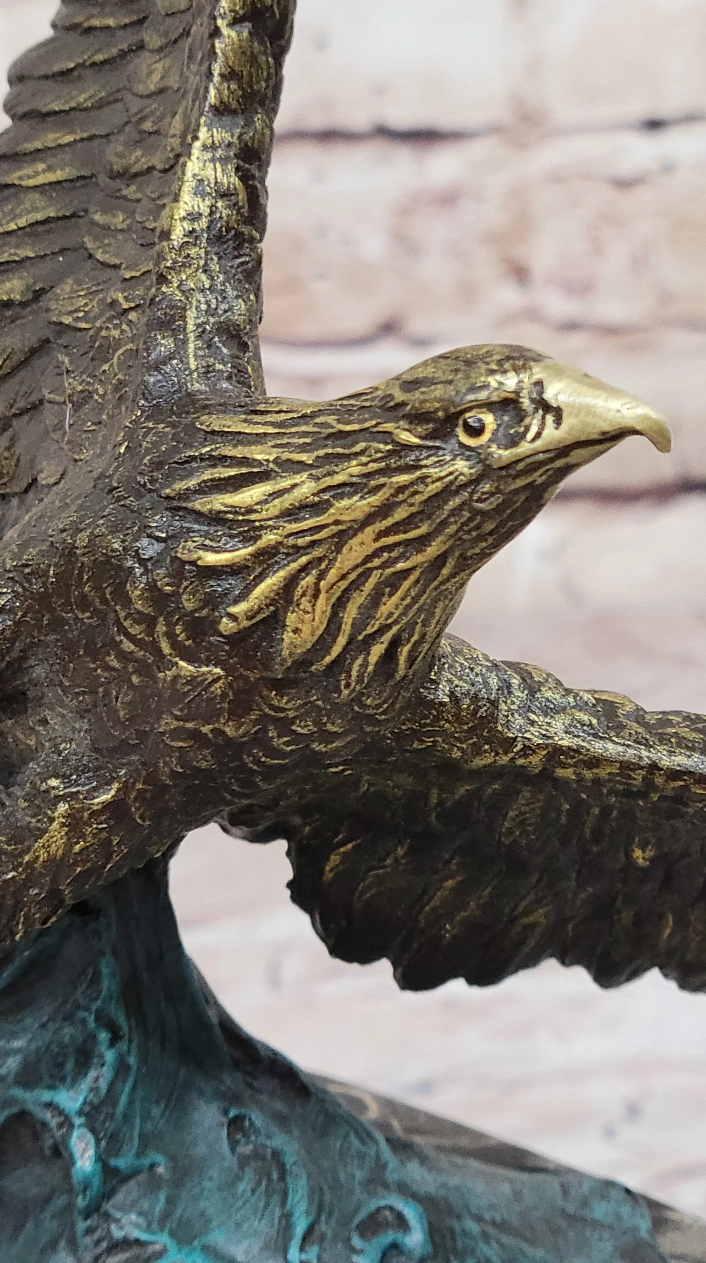 Art Deco Multi Color Patina American Bald Eagle Classic Bronze Statue Artwork - Image 6
