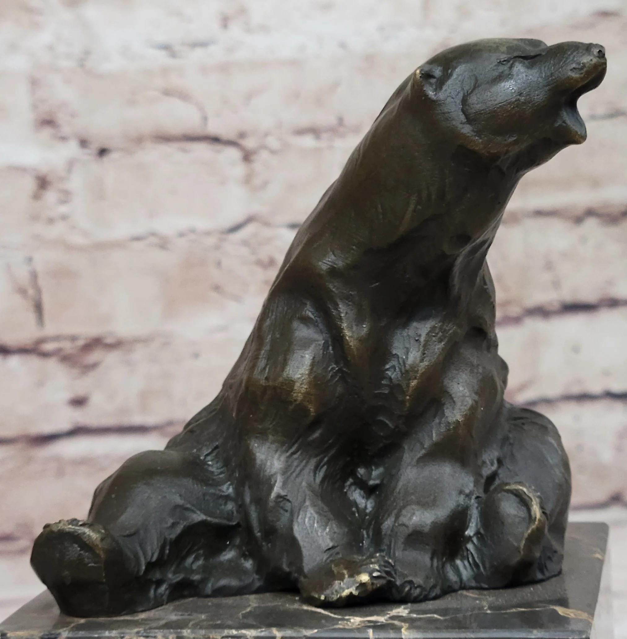 Art Deco Stylish Polar Bear Bronze Sculpture Marble Base Figurine Figure Hotcast - Image 6