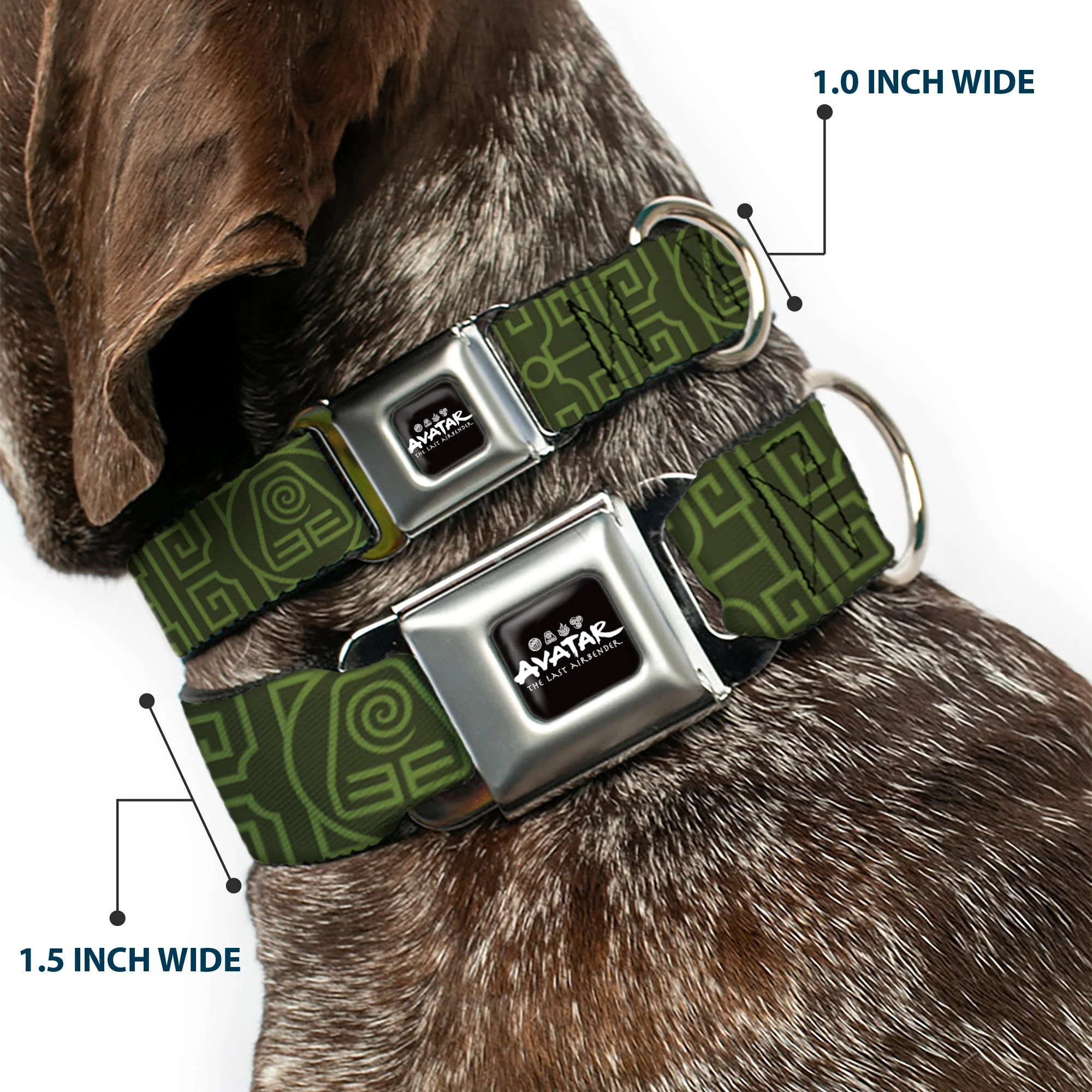 AVATAR LAST AIRBENDER Title Logo Full Color Black/White Seatbelt Buckle Collar - Avatar Last Airbender Earth Element Symbol Black/Olive Green - Image 2