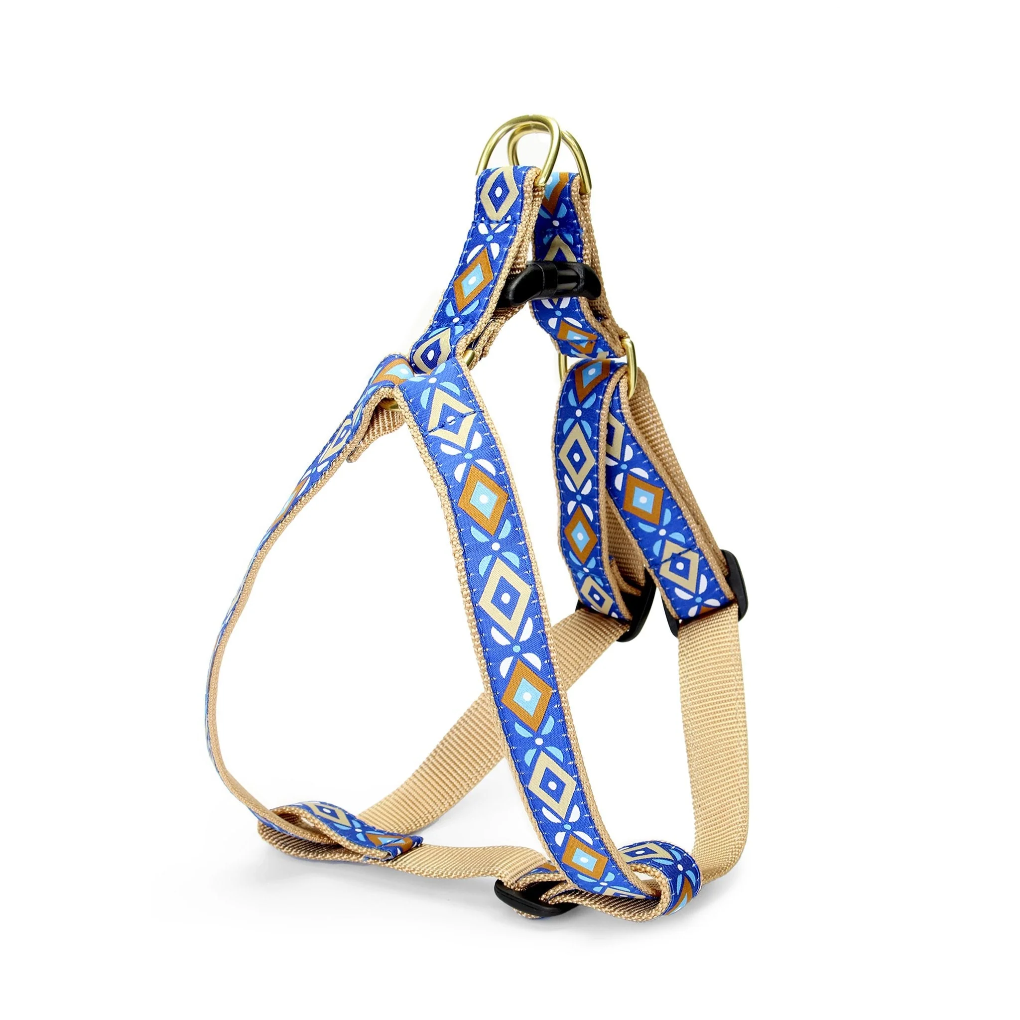 Up Country Aztec Blue Dog Cast Brass Dog Harness
