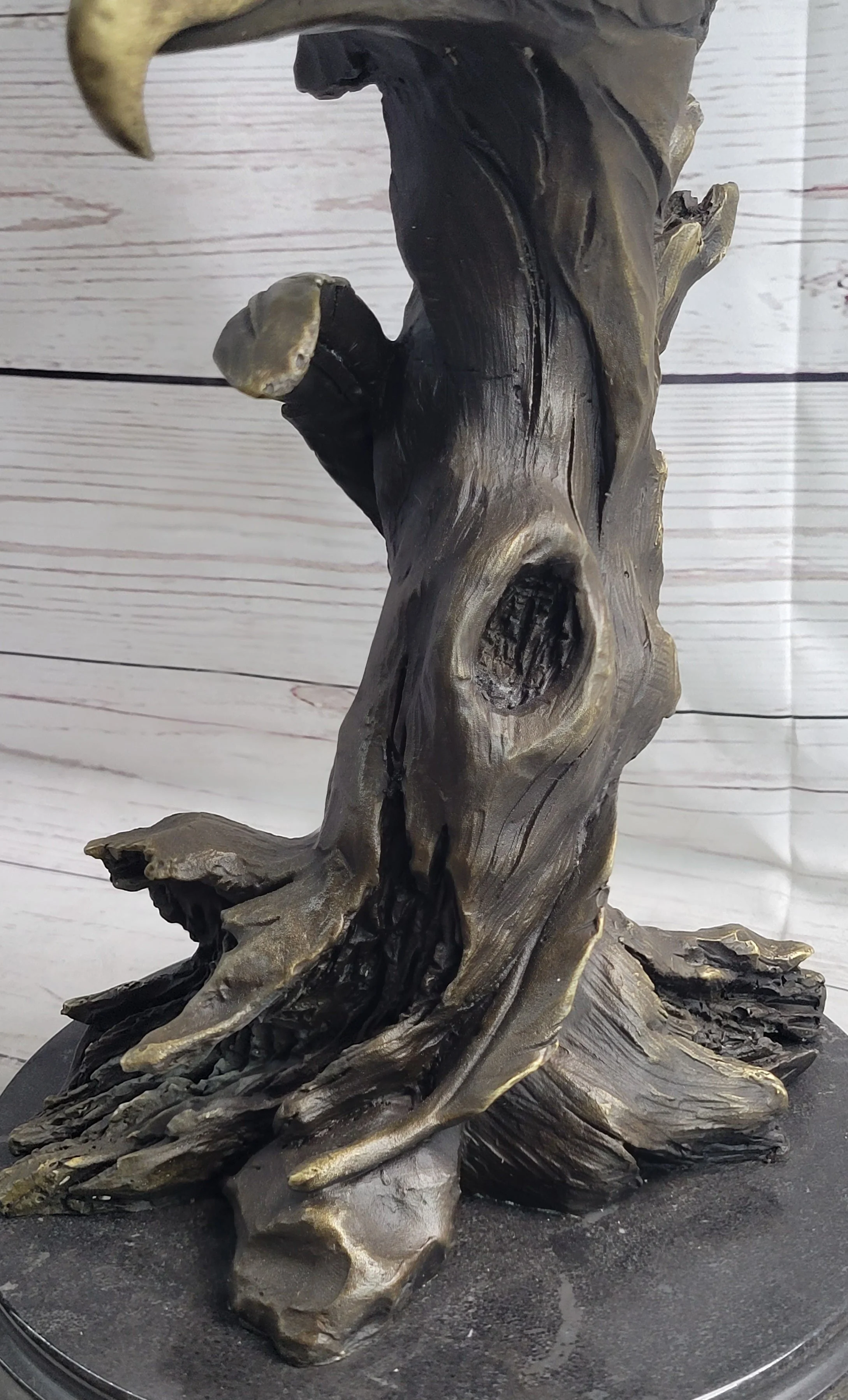 Bald Eagle Head Bust on Tree Bronze Sculpture Statue Figure Decor Signed Original on Marble Base - Image 9