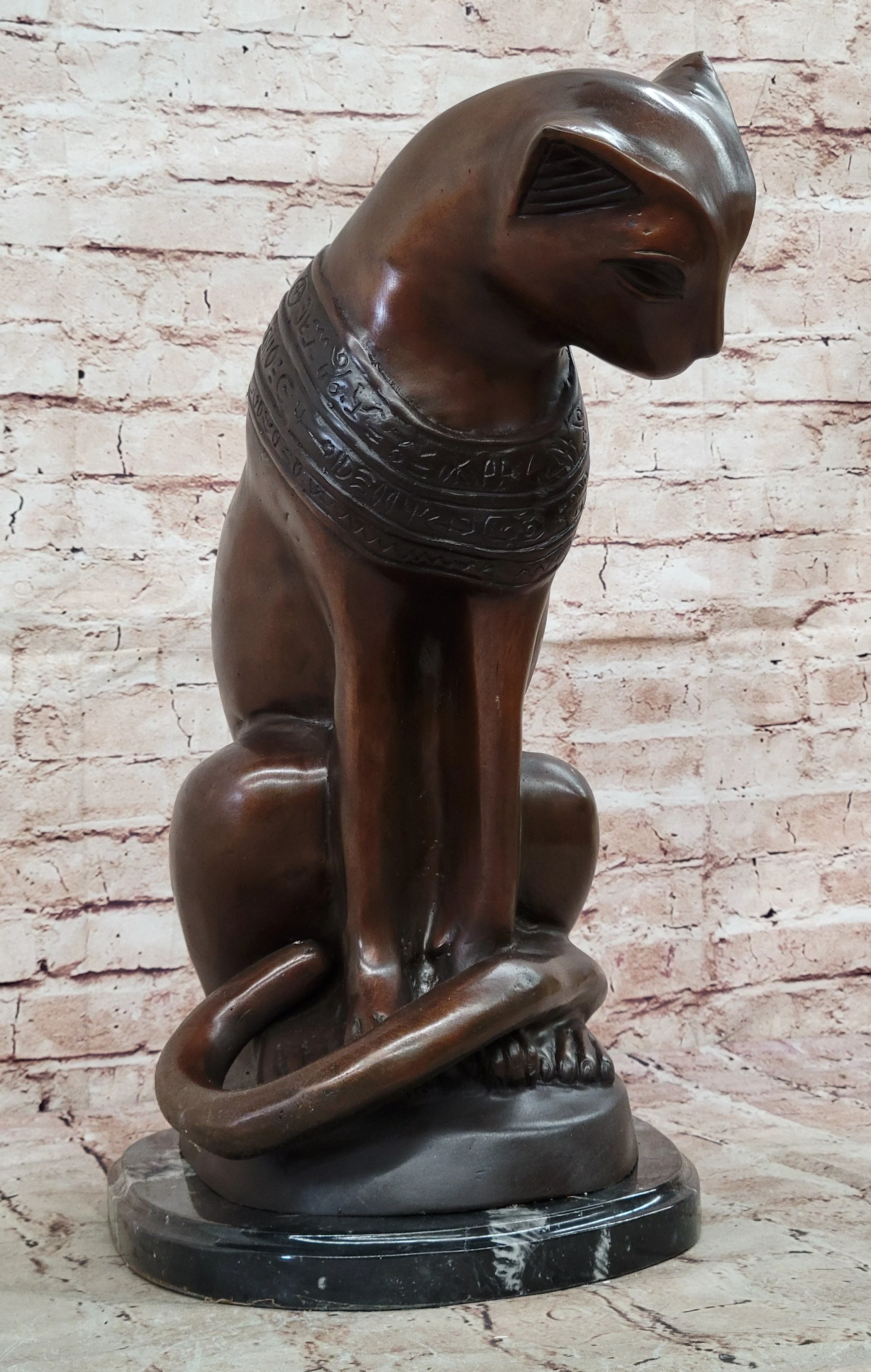 Bastet Cat Feline Egyptian Goddess Bronze Metal Statue Sculpture 19" x 13" - Image 5