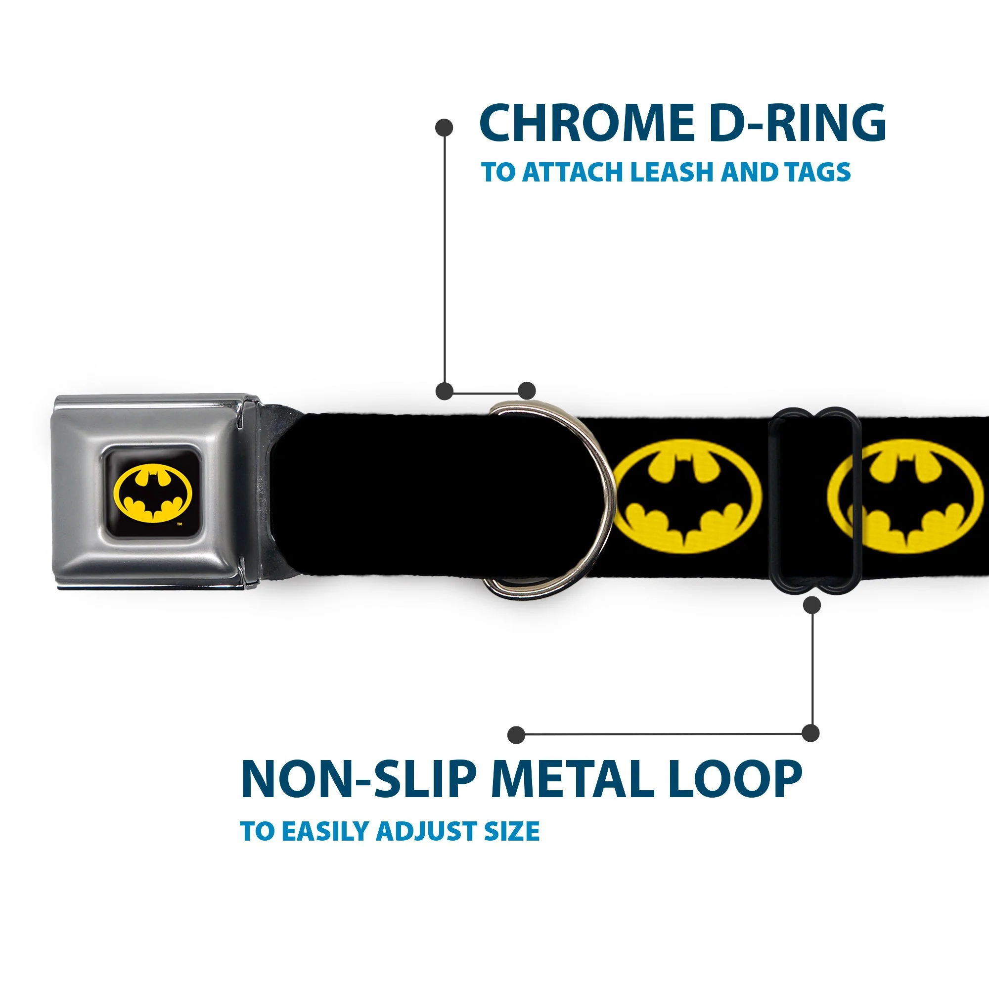 Batman 1989 Logo Full Color Black/Yellow Seatbelt Buckle Collar - Batman 1989 Logo Black/Yellow - Image 5