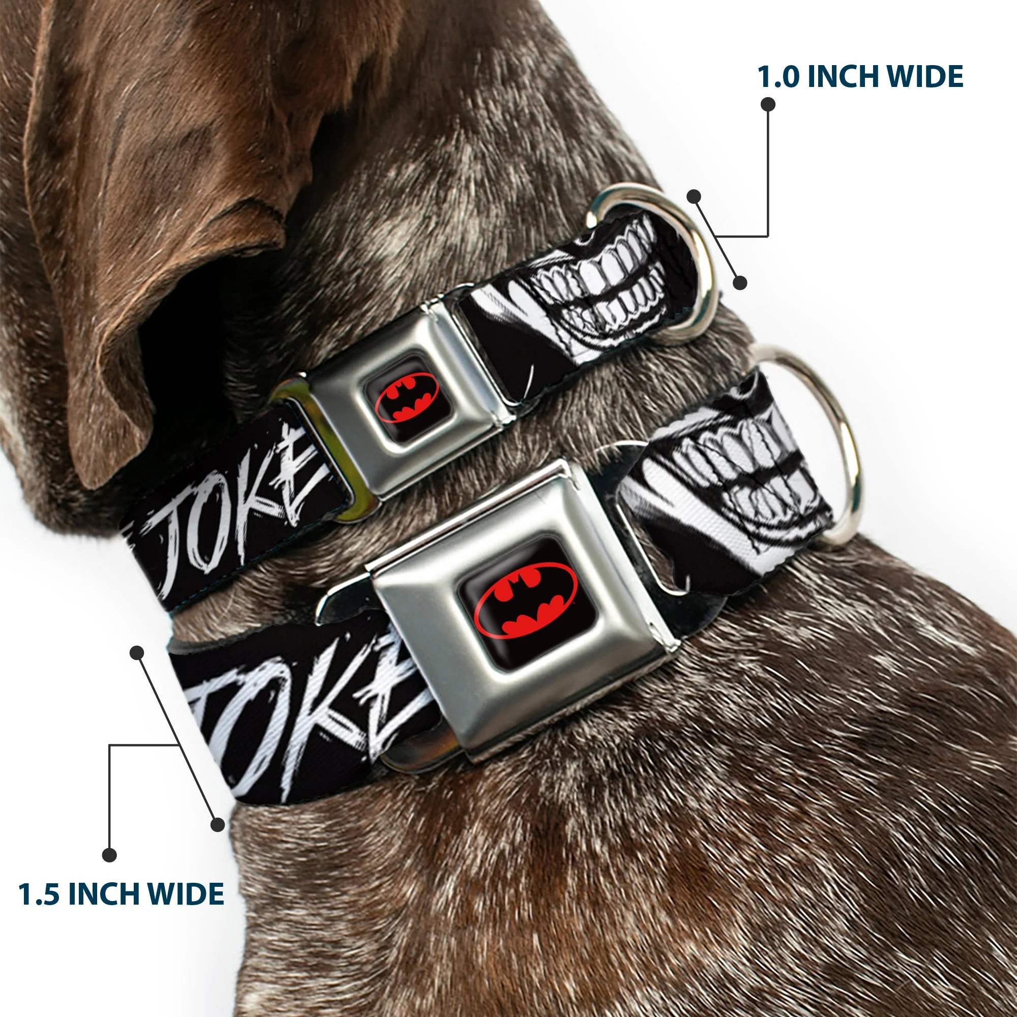 Batman Black/Yellow Seatbelt Buckle Collar - THE JOKER Smiling Eyes Sketch Close-Up Black/White - Image 2