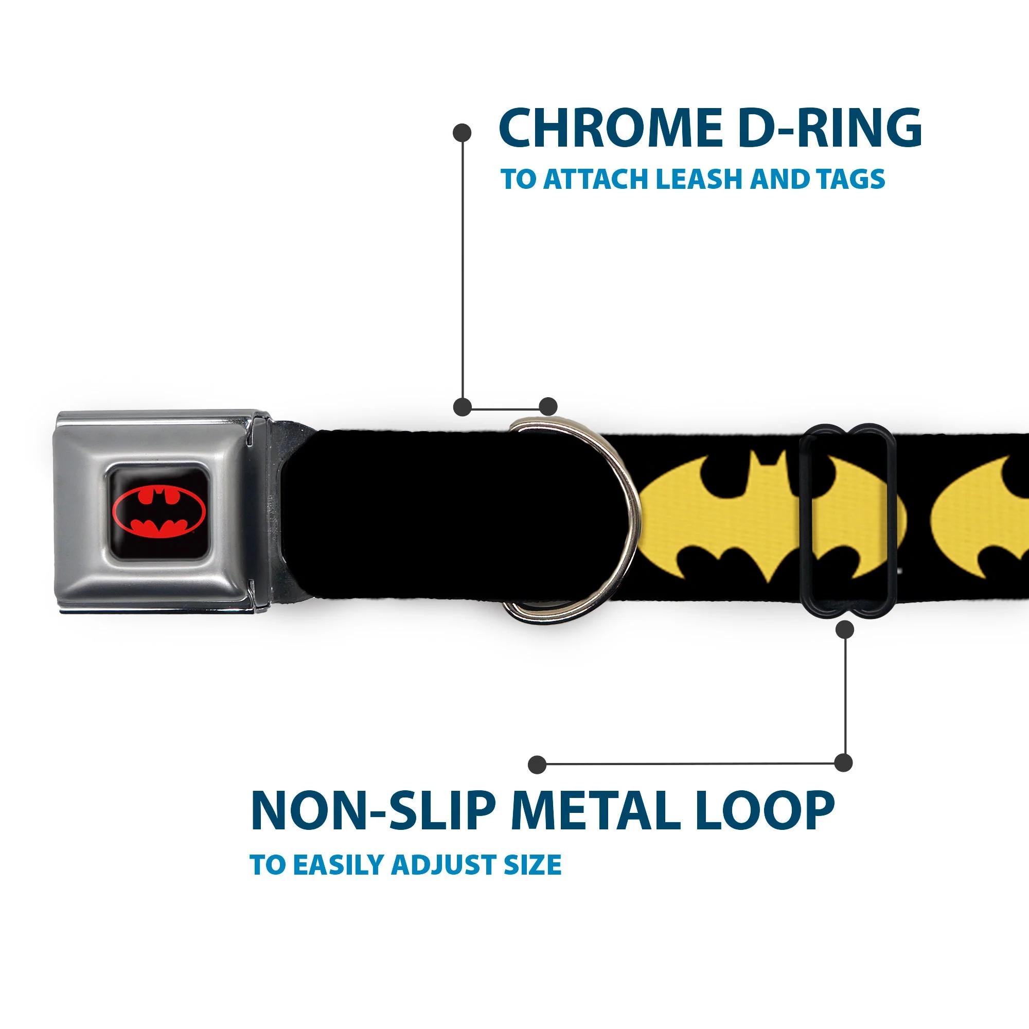 Batman Full Color Black Yellow Seatbelt Buckle Collar - Bat Signal-1 Black/Yellow - Image 5