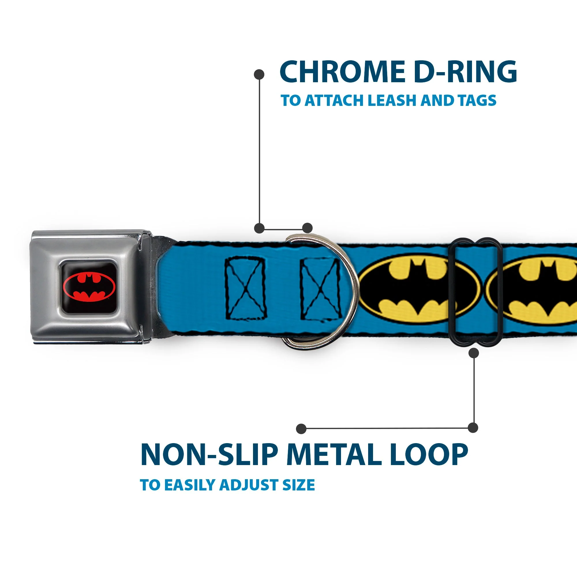 Batman Full Color Black Yellow Seatbelt Buckle Collar - Bat Signal-3 Blue/Black/Yellow - Image 5