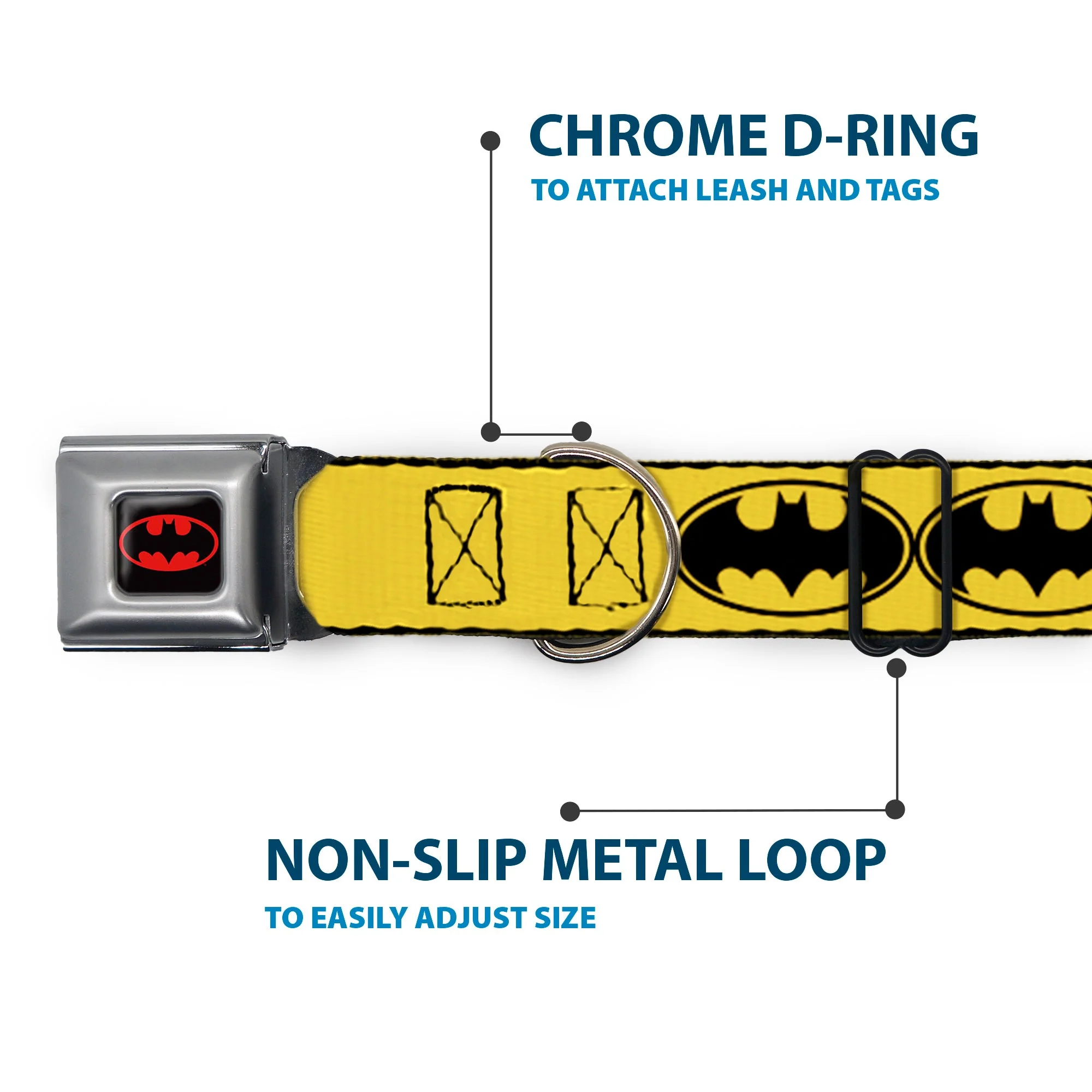 Batman Full Color Black Yellow Seatbelt Buckle Collar - Bat Signal-3 Yellow/Black/Yellow - Image 5