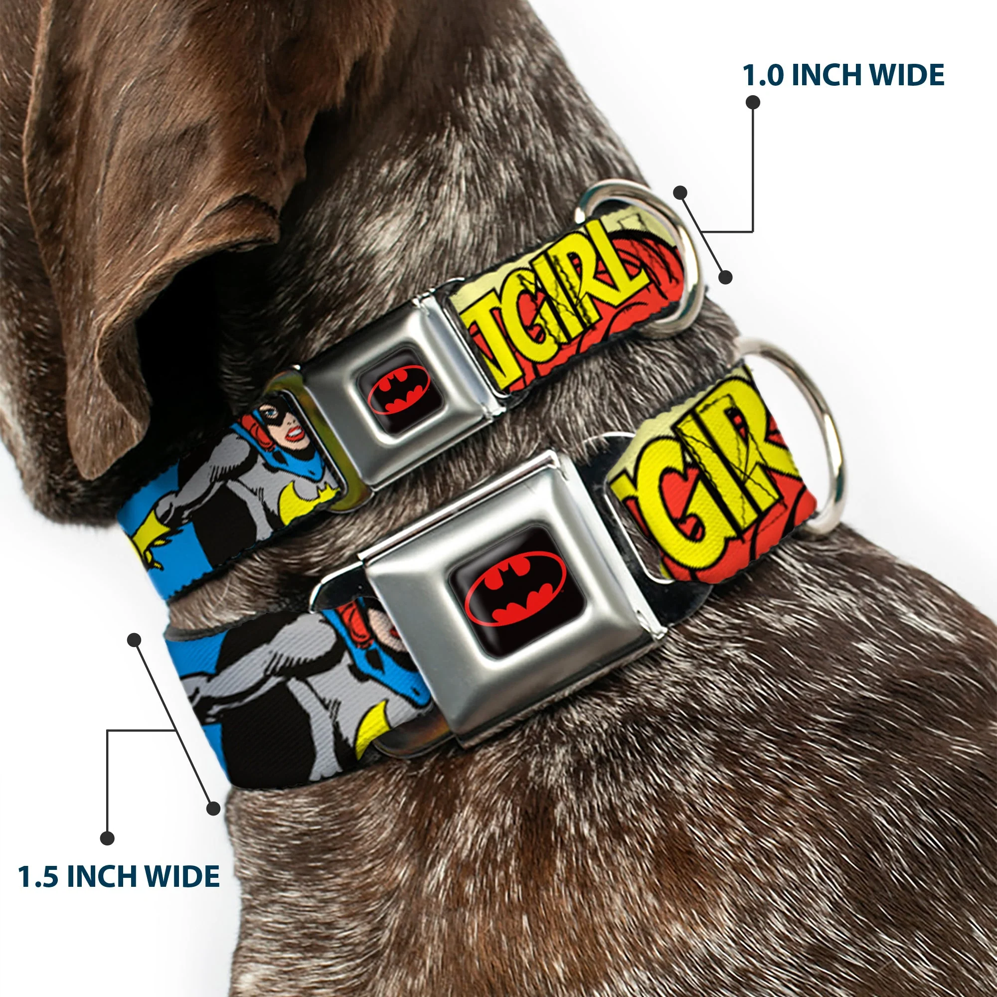 Batman Full Color Black Yellow Seatbelt Buckle Collar - BATGIRL in Action w/Face CLOSE-UP - Image 2