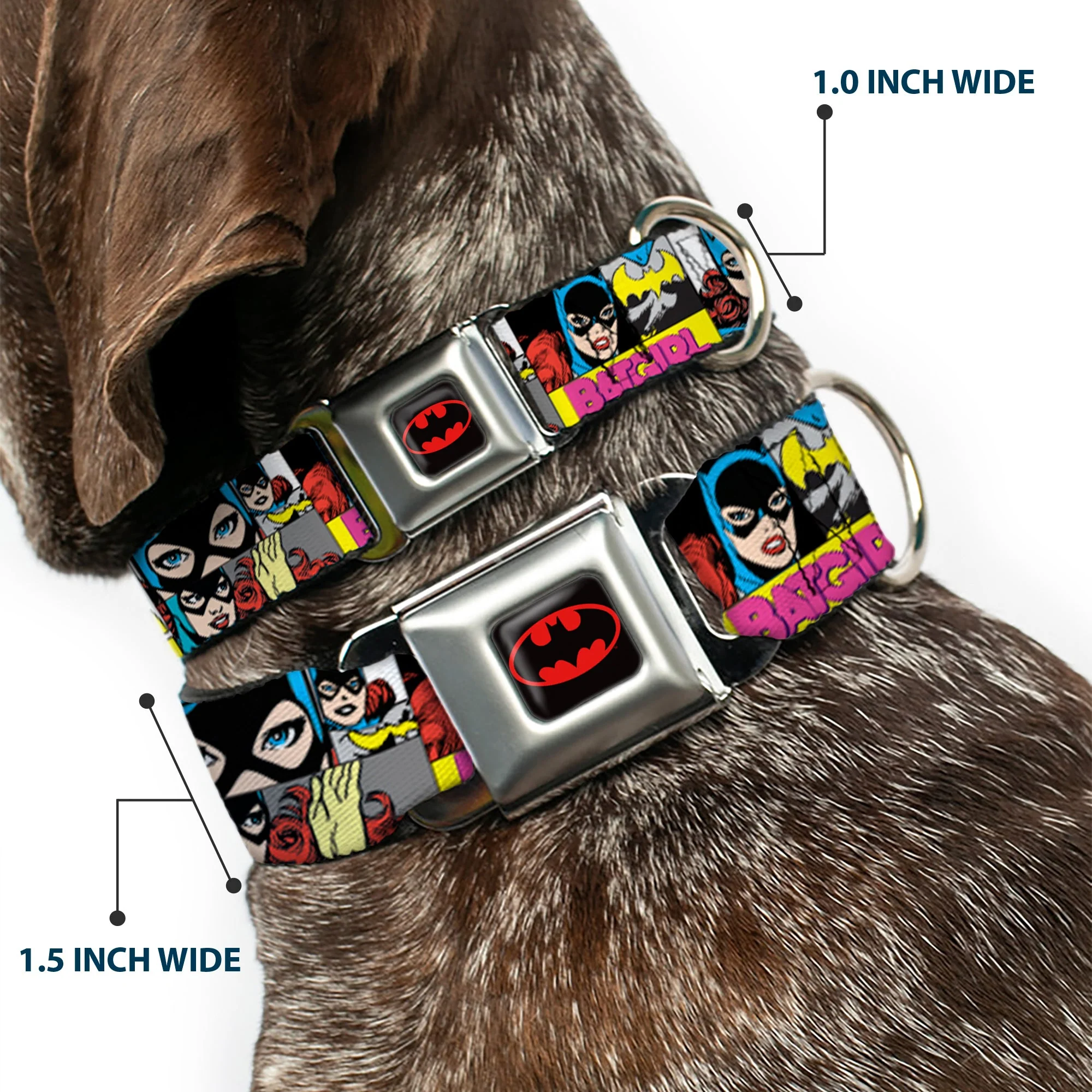Batman Full Color Black Yellow Seatbelt Buckle Collar - BATGIRL Panels Yellow/Pink - Image 2
