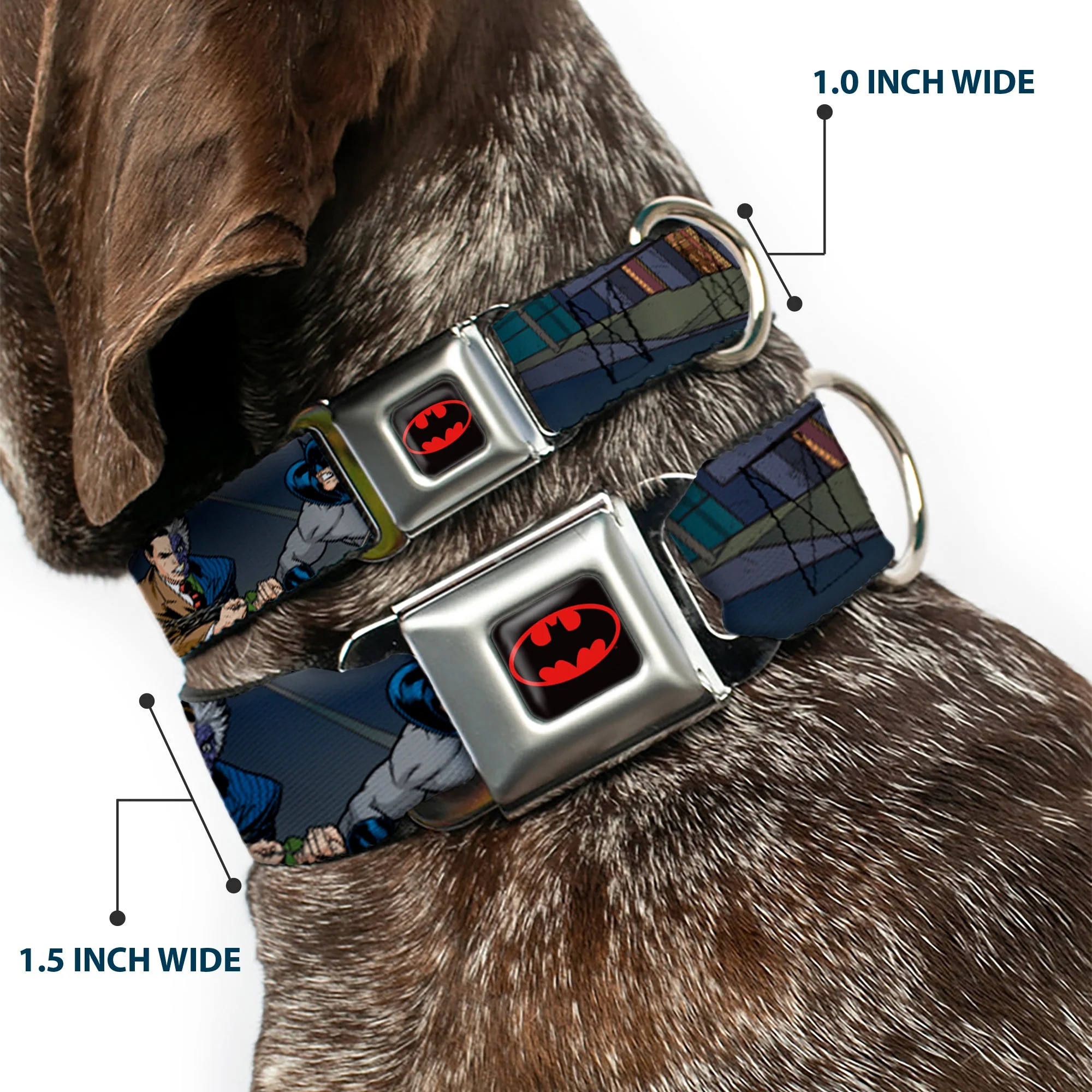 Batman Full Color Black Yellow Seatbelt Buckle Collar - Batman Battling Villains in Tunnel - Image 2