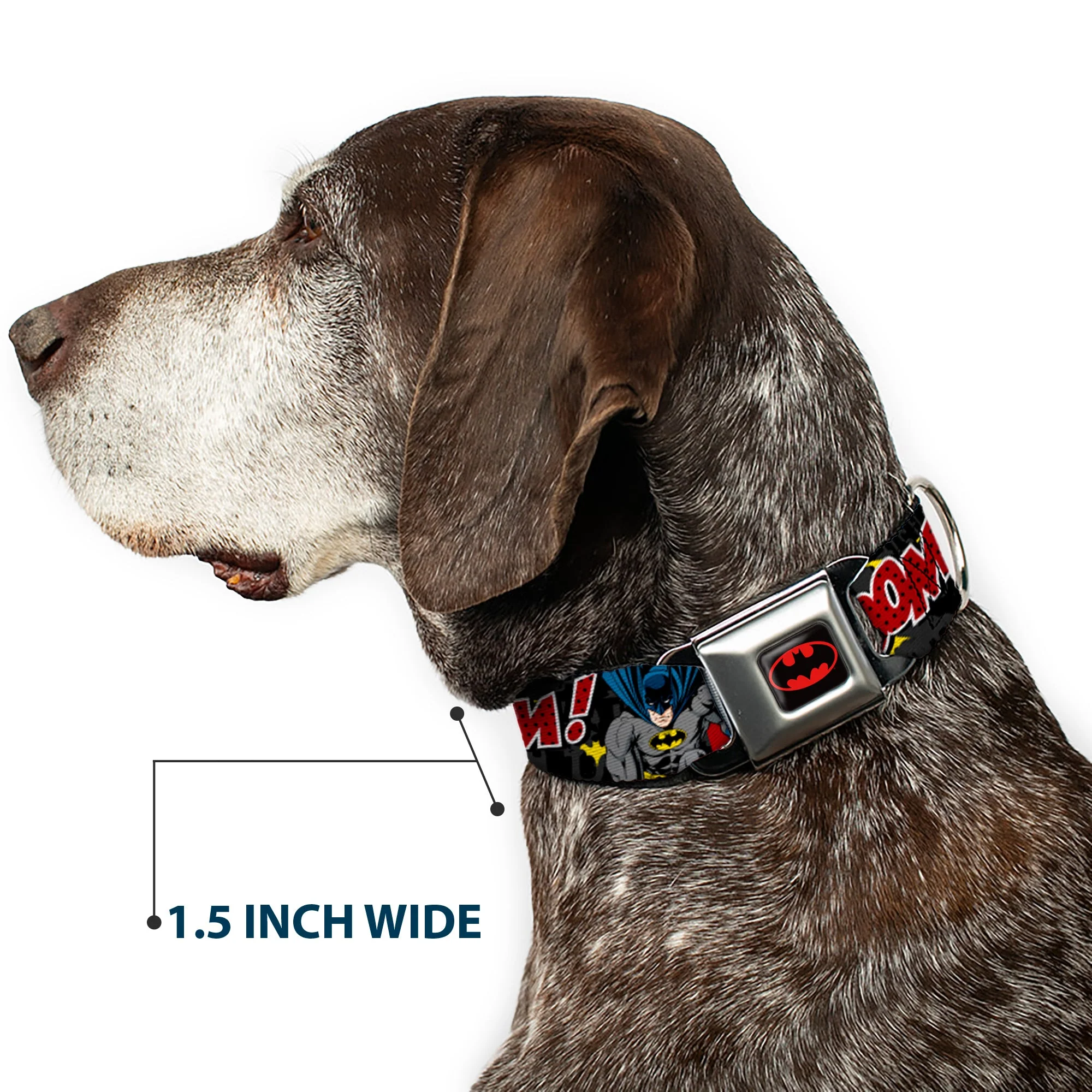 Batman Full Color Black Yellow Seatbelt Buckle Collar - Batman in Action WHOOM! Red Skyline - Image 7