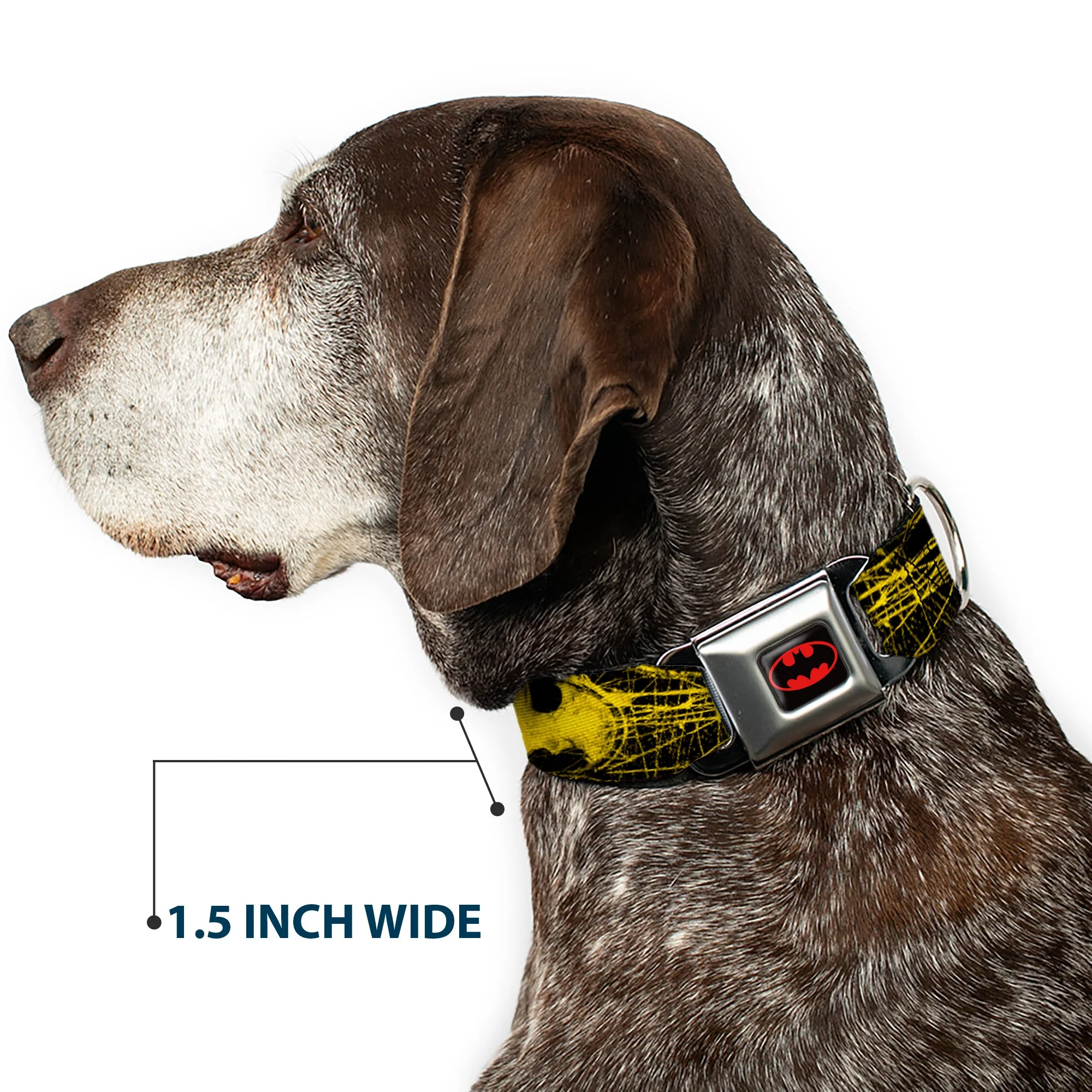 Batman Full Color Black Yellow Seatbelt Buckle Collar - Batman Shield CLOSE-UP Sketch Black/Yellow - Image 7