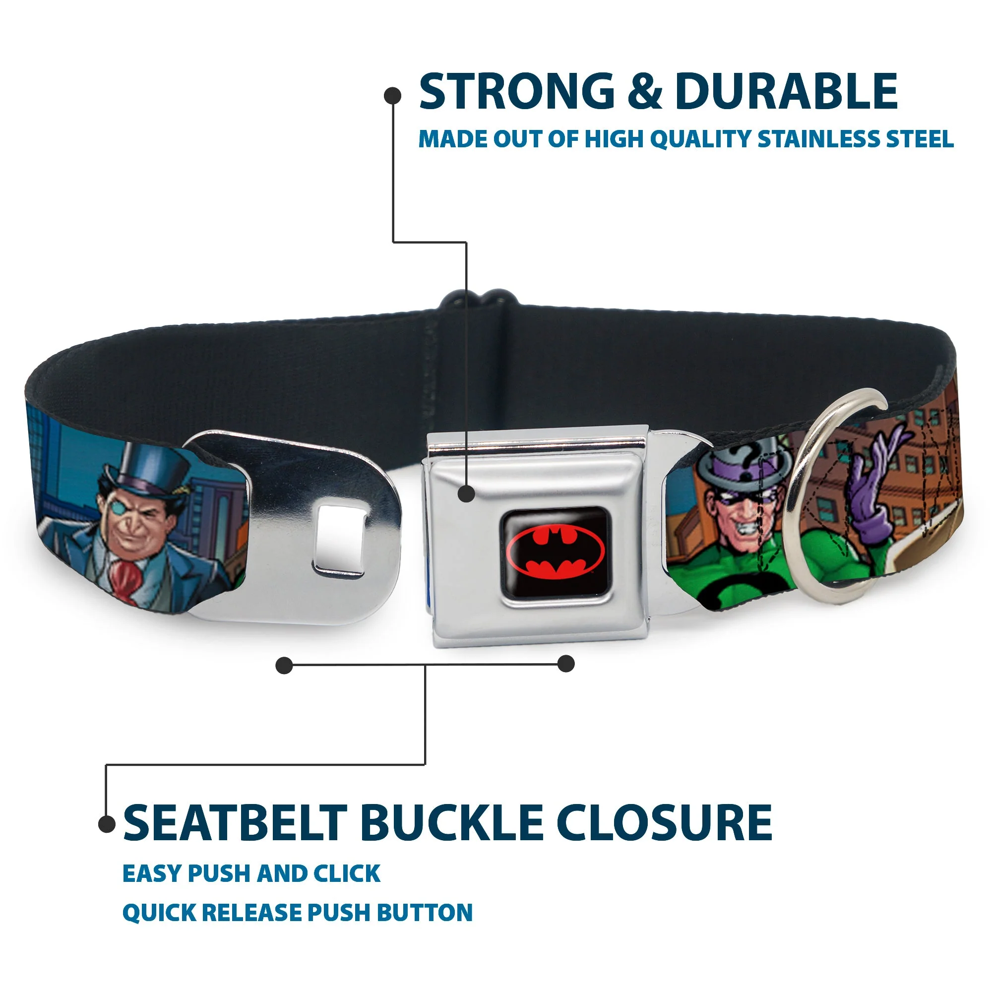 Batman Full Color Black Yellow Seatbelt Buckle Collar - BATMAN & Villains2/Cityscape - Image 4