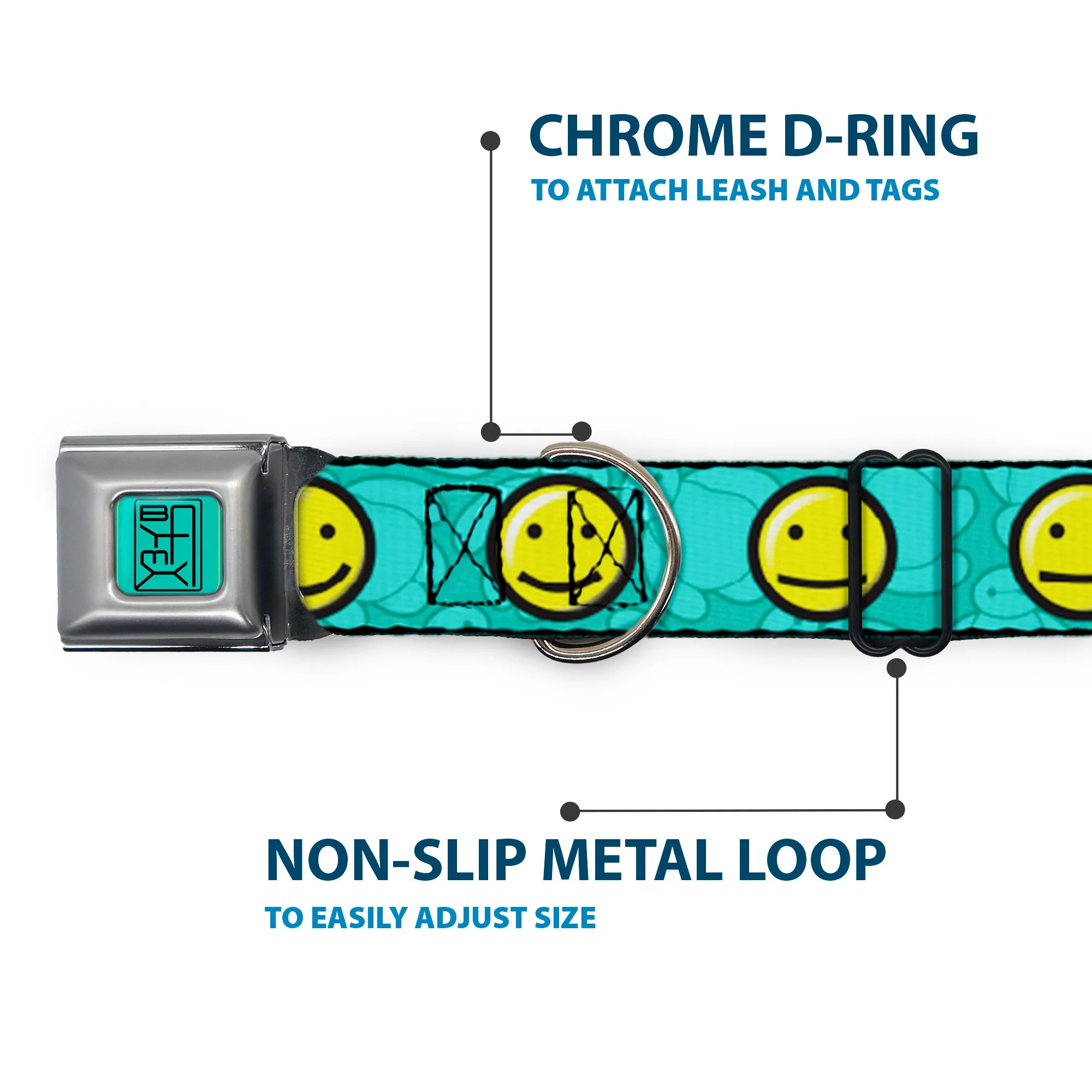 BAYMAX Hanko Full Color Turquoise Black Seatbelt Buckle Collar - Baymax/Mood Expressions/Baymax Scattered Turquoise - Image 5