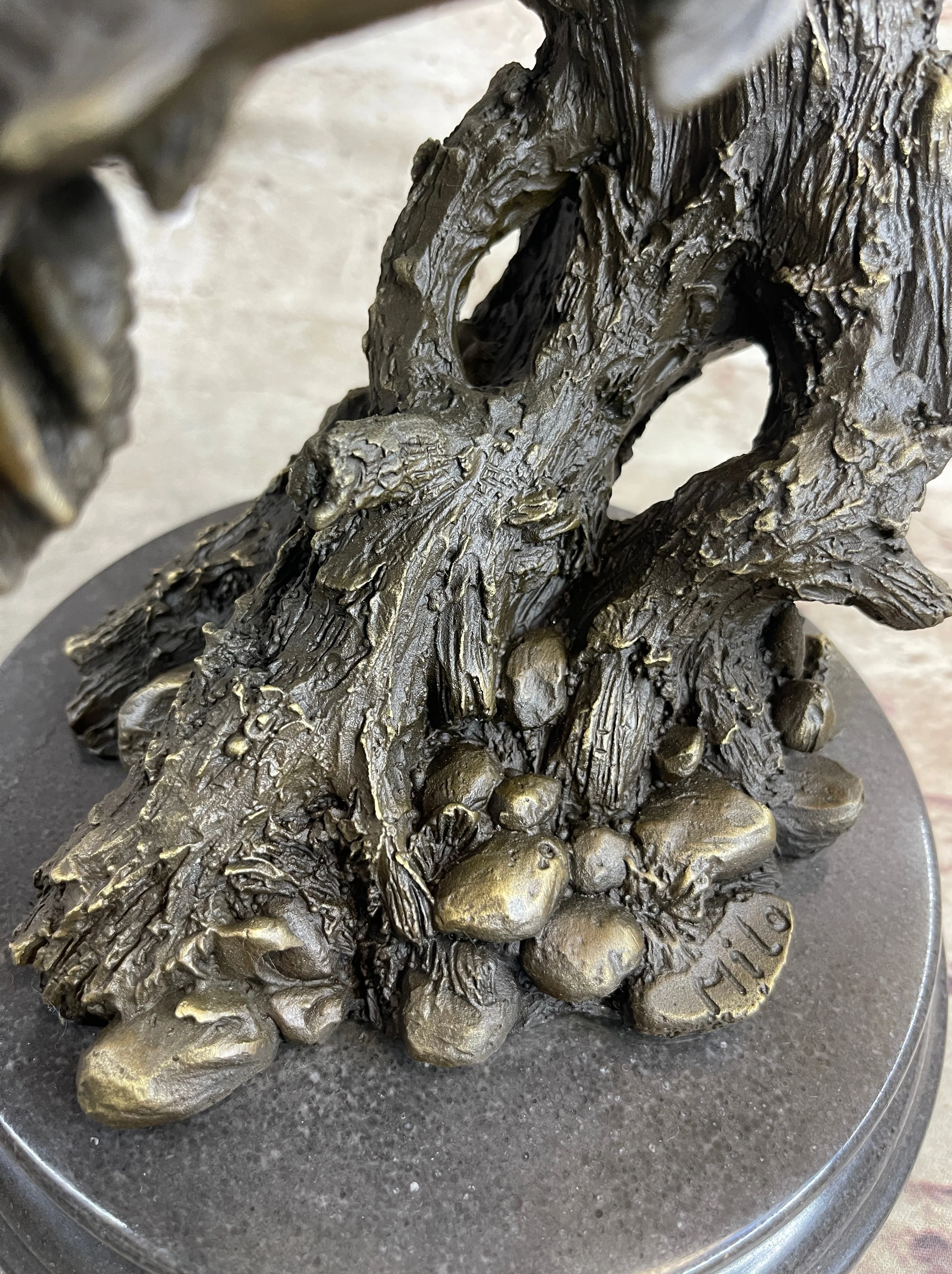 Bear Catching Salmon Bronze Metal Bust Statue Sculpture Original Art on Marble Base - Image 9