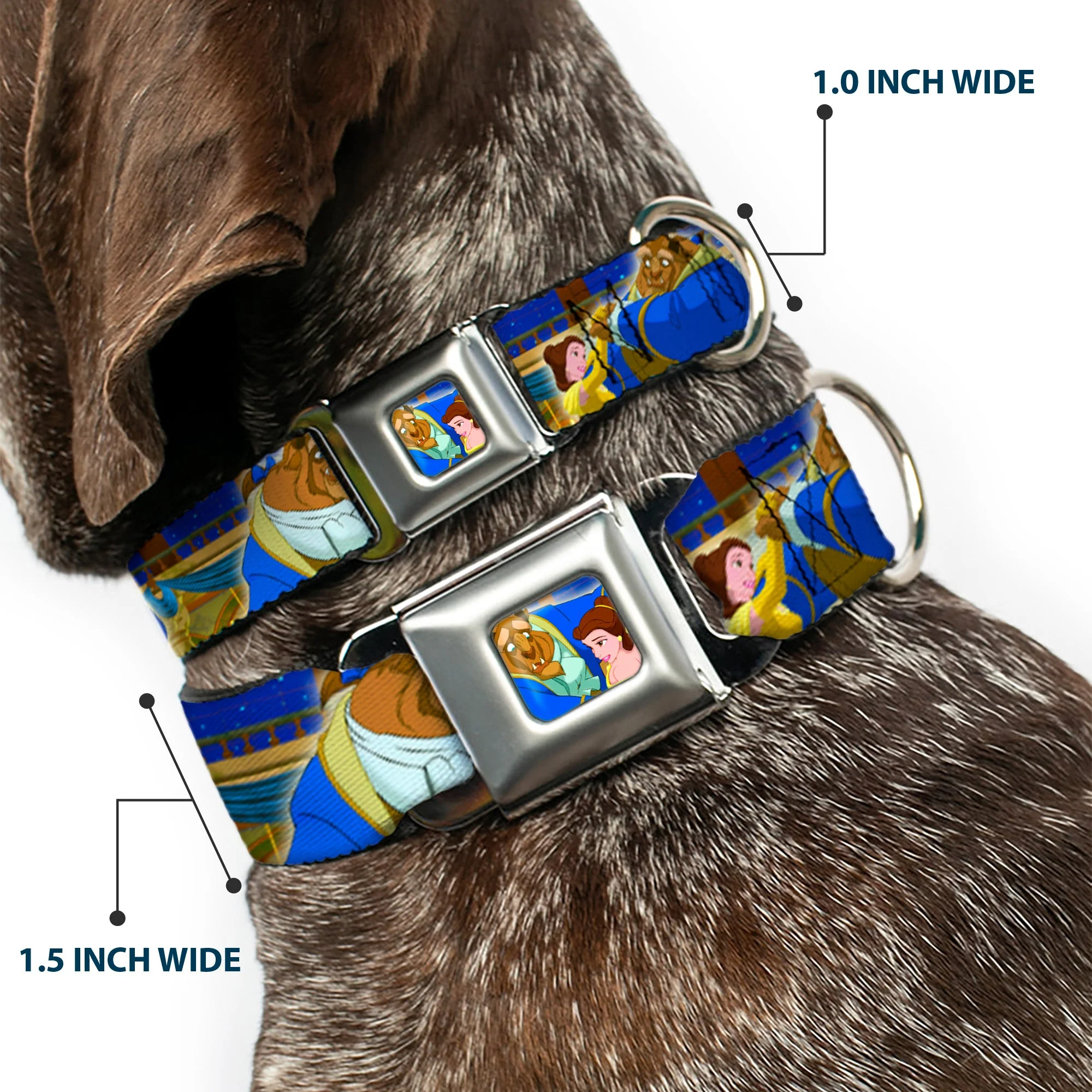 Beast & Belle Ball Scene Glow Full Color Seatbelt Buckle Collar - Beast & Belle Ball Scene Poses - Image 2
