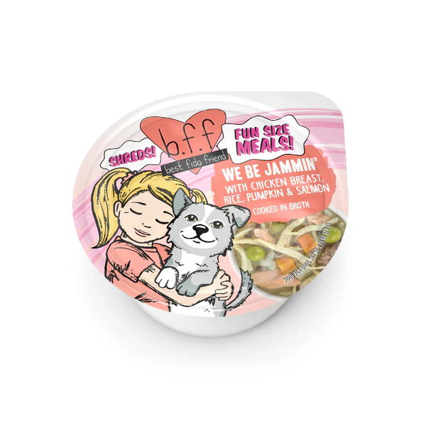 BFF Fun Size Meals We Be Jammin Chicken, Salmon, Pumpkin and Rice Shredded Wet Dog Food (2.7oz)