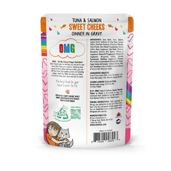 BFF OMG Adult Cat Sweet Cheeks Tuna and Salmon Wet Cat Pouch (3oz) - Image 2