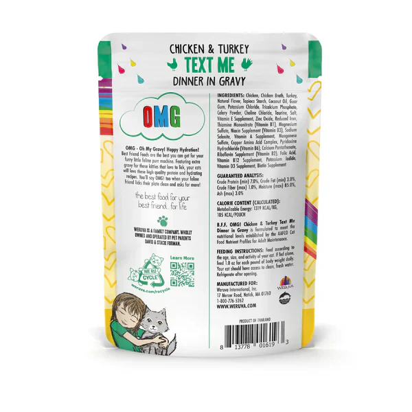 BFF OMG Text Me Chicken and Turkey Wet Cat Pouch (2.8oz) - Image 2